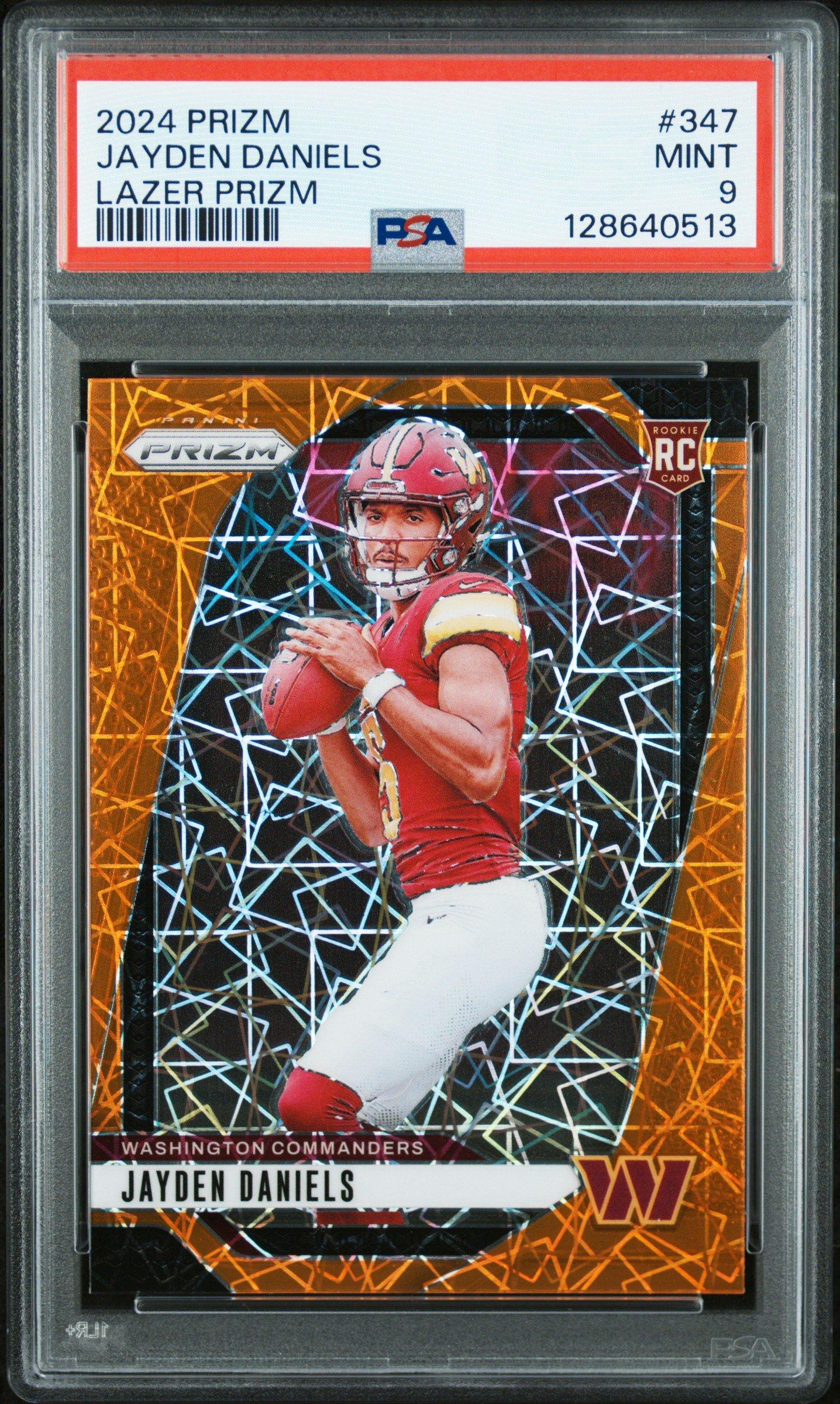 2024 Panini Prizm 347 Jayden Daniels Lazer Prizm PSA 9 Graded Card
