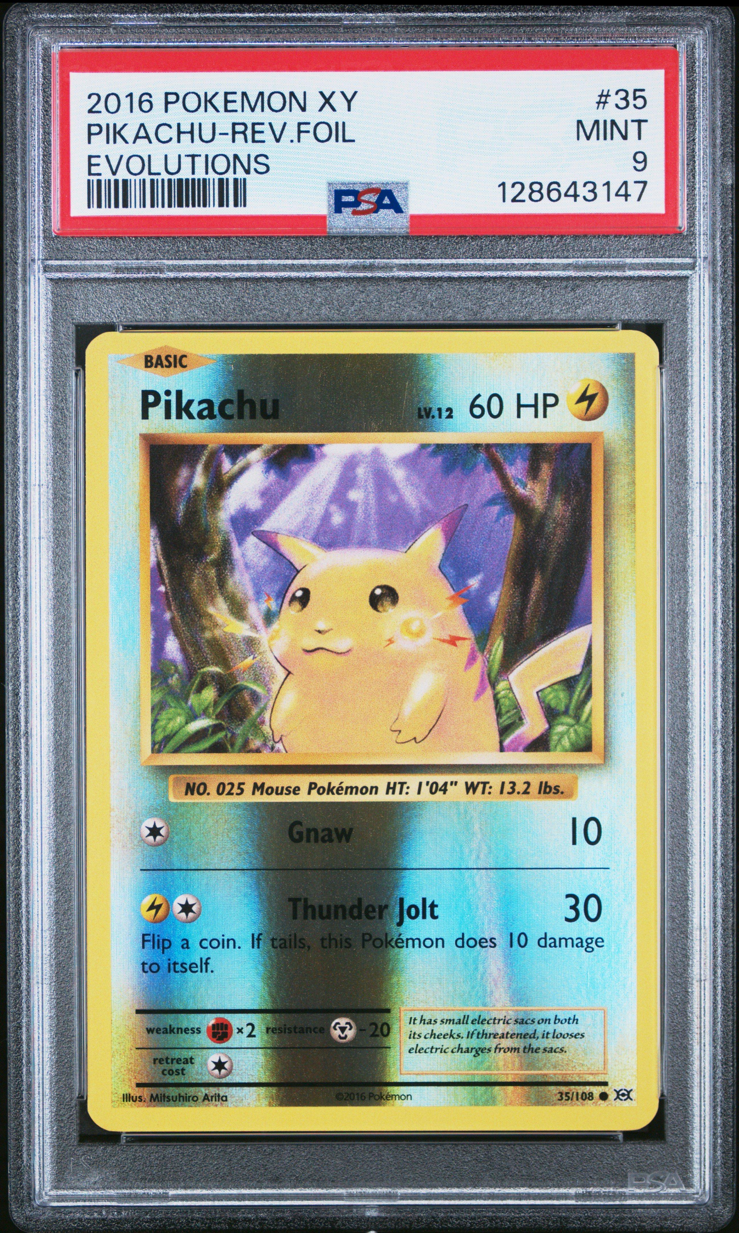 2016 Pokemon Xy Evolutions 35 Pikachu-reverse Foil PSA 9 Graded