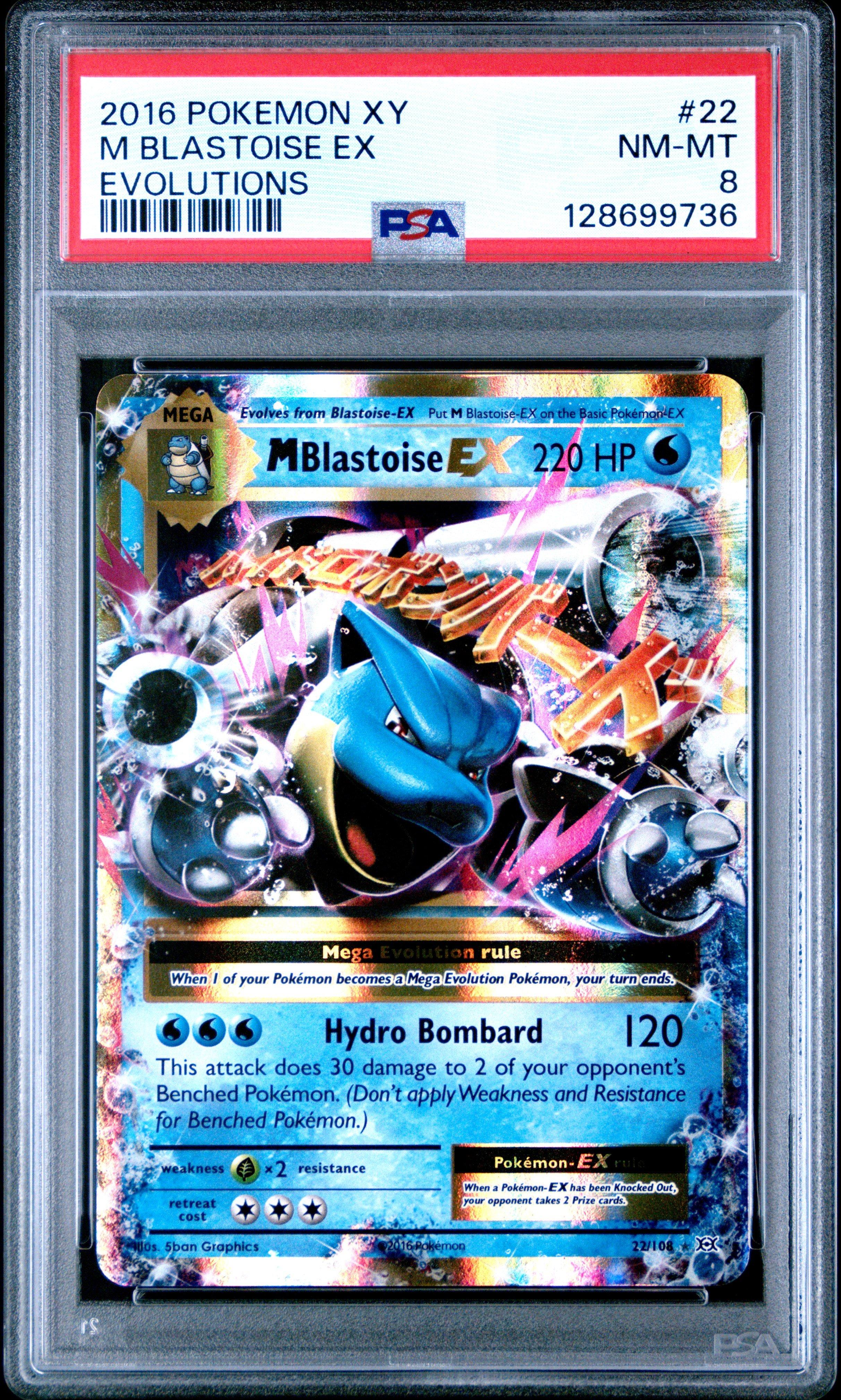 2016 Pokemon Xy Evolutions 22 M Blastoise Ex PSA 8 Graded Card