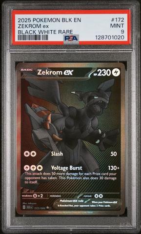 2025 Pokemon Blk En-black Bolt 172 Zekrom Ex Black White Rare PSA