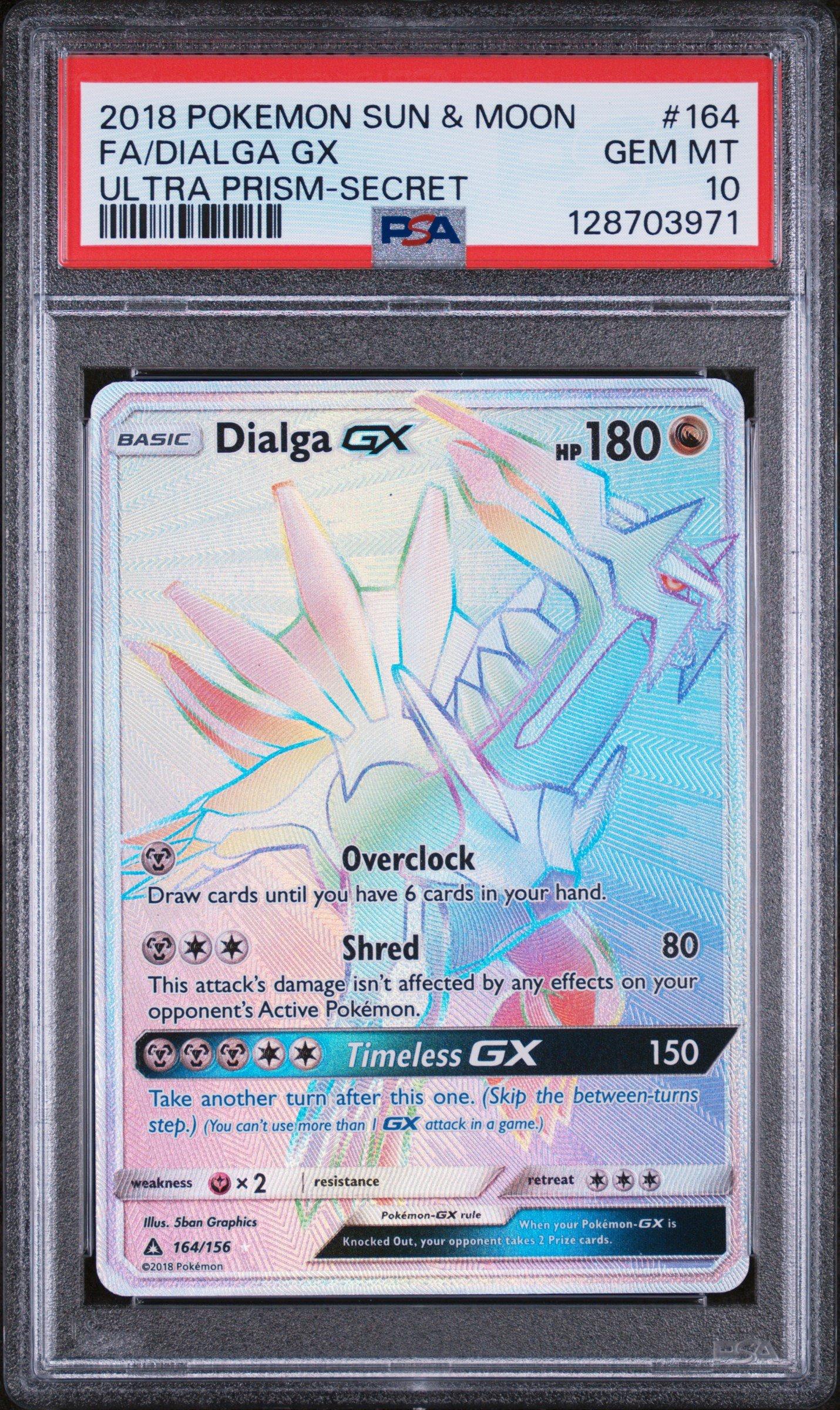 2018 Pokemon Sun & Moon Ultra Prism 164 Full Art/dialga Gx Secret