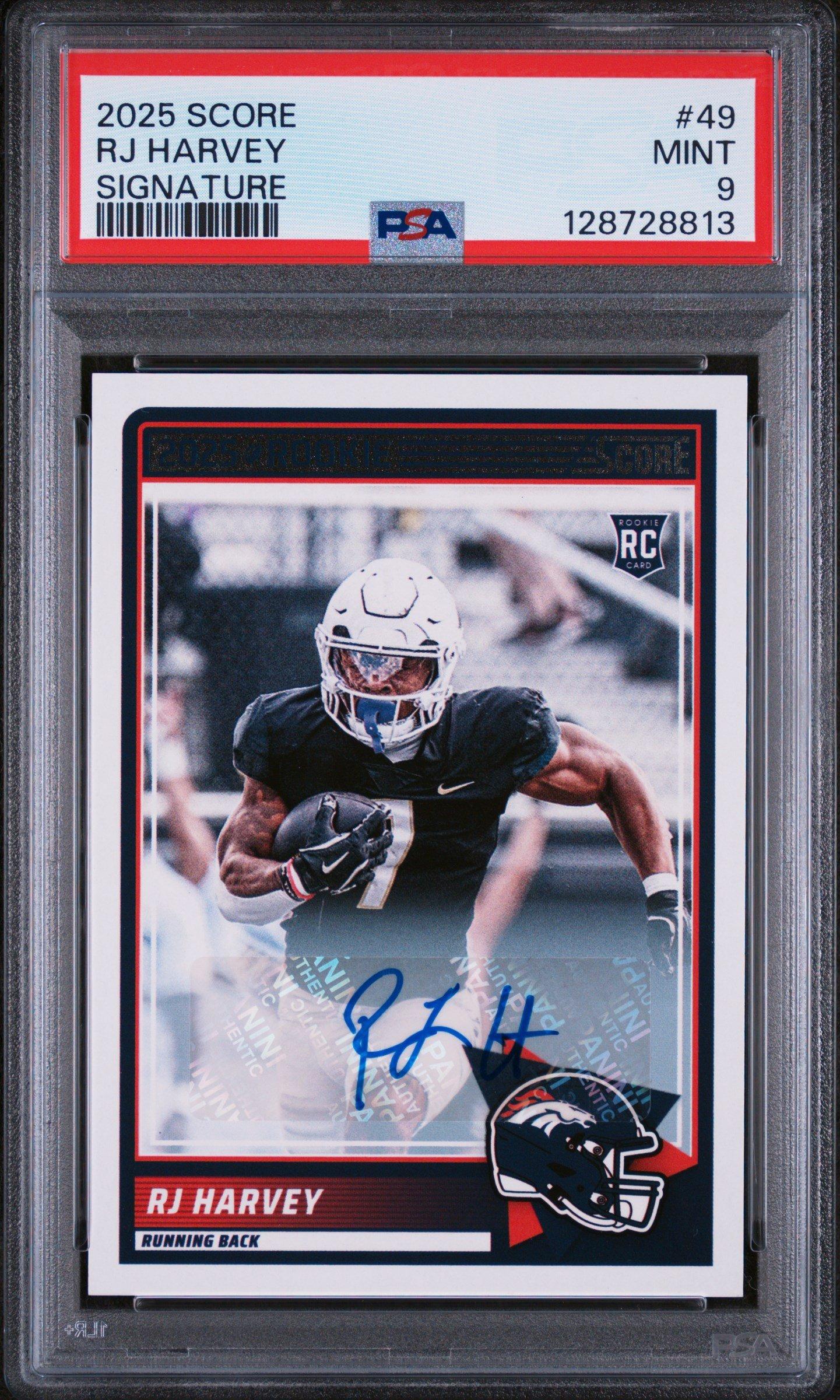 does gamestop grade football cards 2025 Panini Score 49 Rj Harvey Rookie-signature PSA 9