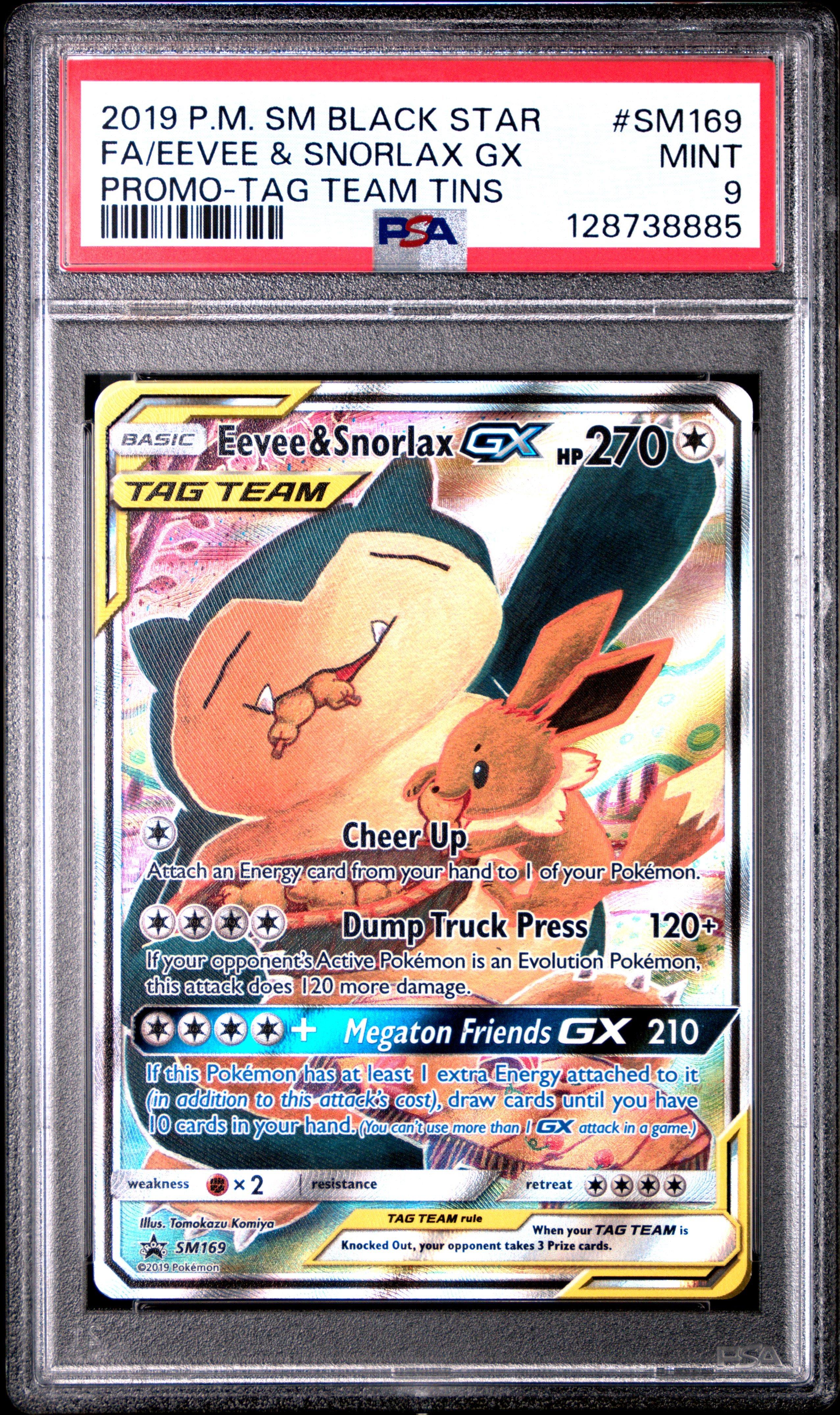 2019 Pokemon Sm Black Star Promo Sm169 Full Art/eevee & Snorlax Gx