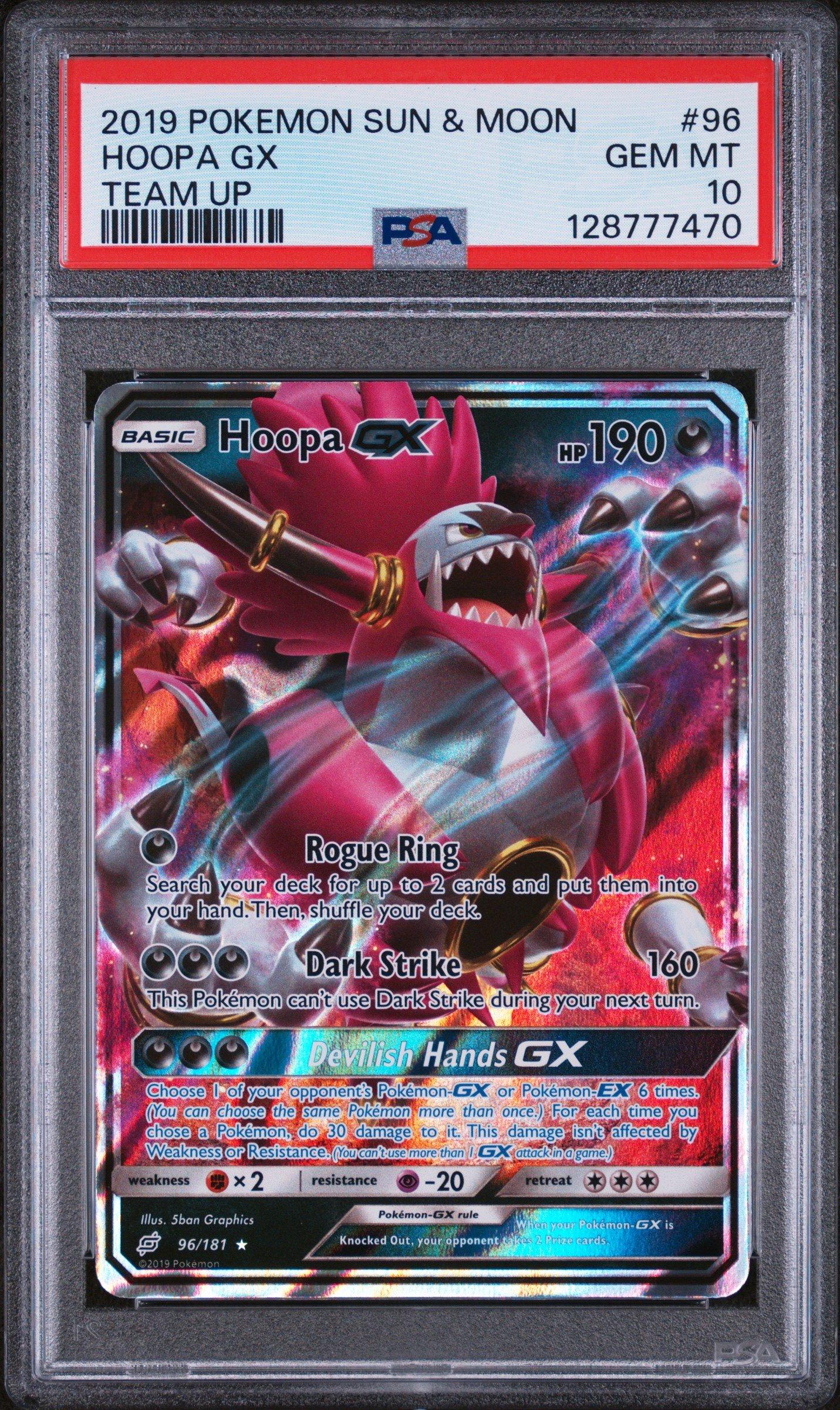 2019 Pokemon Sun & Moon Team Up 96 Hoopa Gx PSA 10 Graded Card