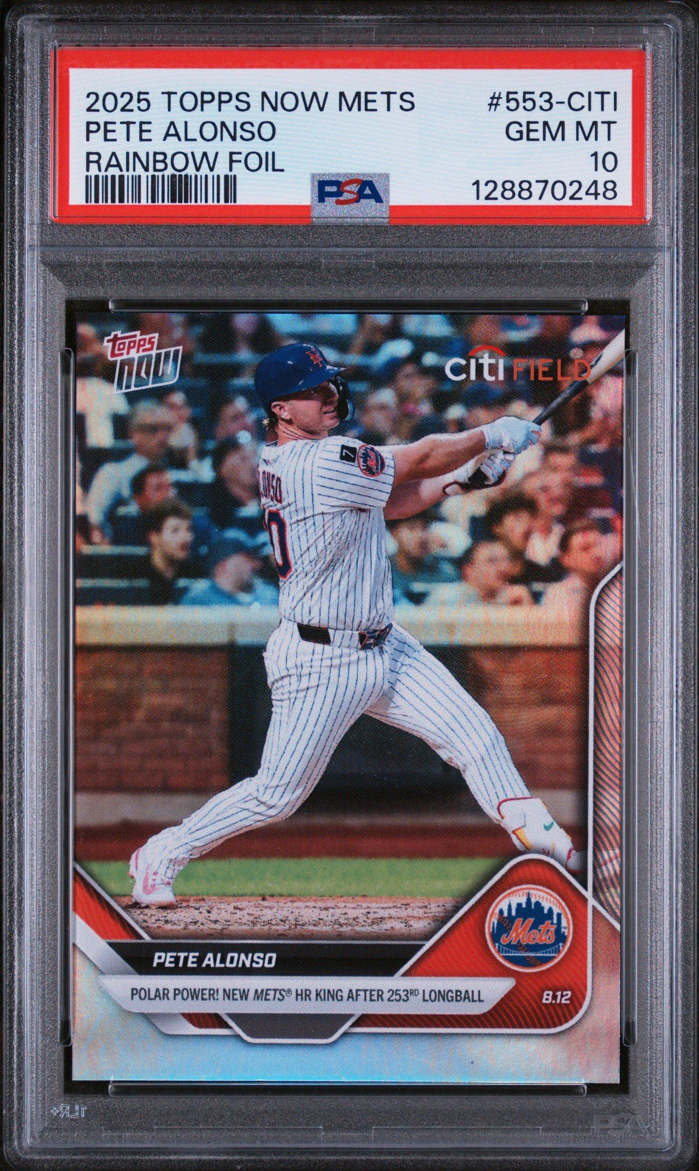 2025 Topps Now Mets 553-citi Pete Alonso Rainbow Foil PSA 10