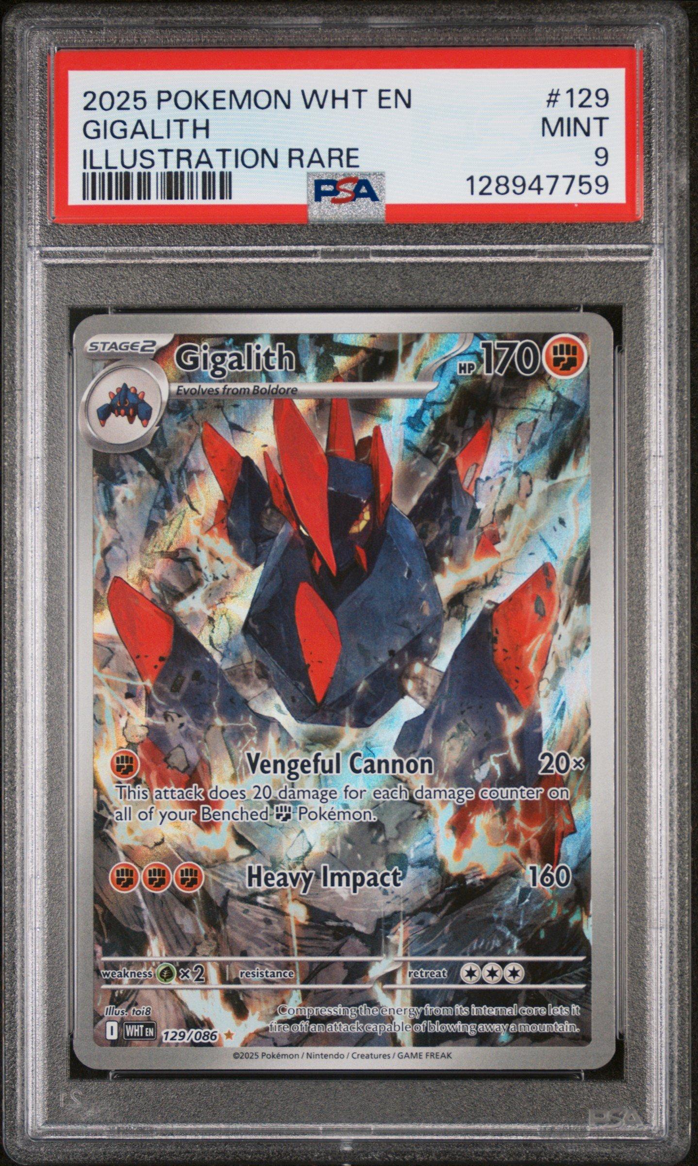 2025 Pokemon Wht En-white Flare 129 Gigalith Illustration Rare PSA