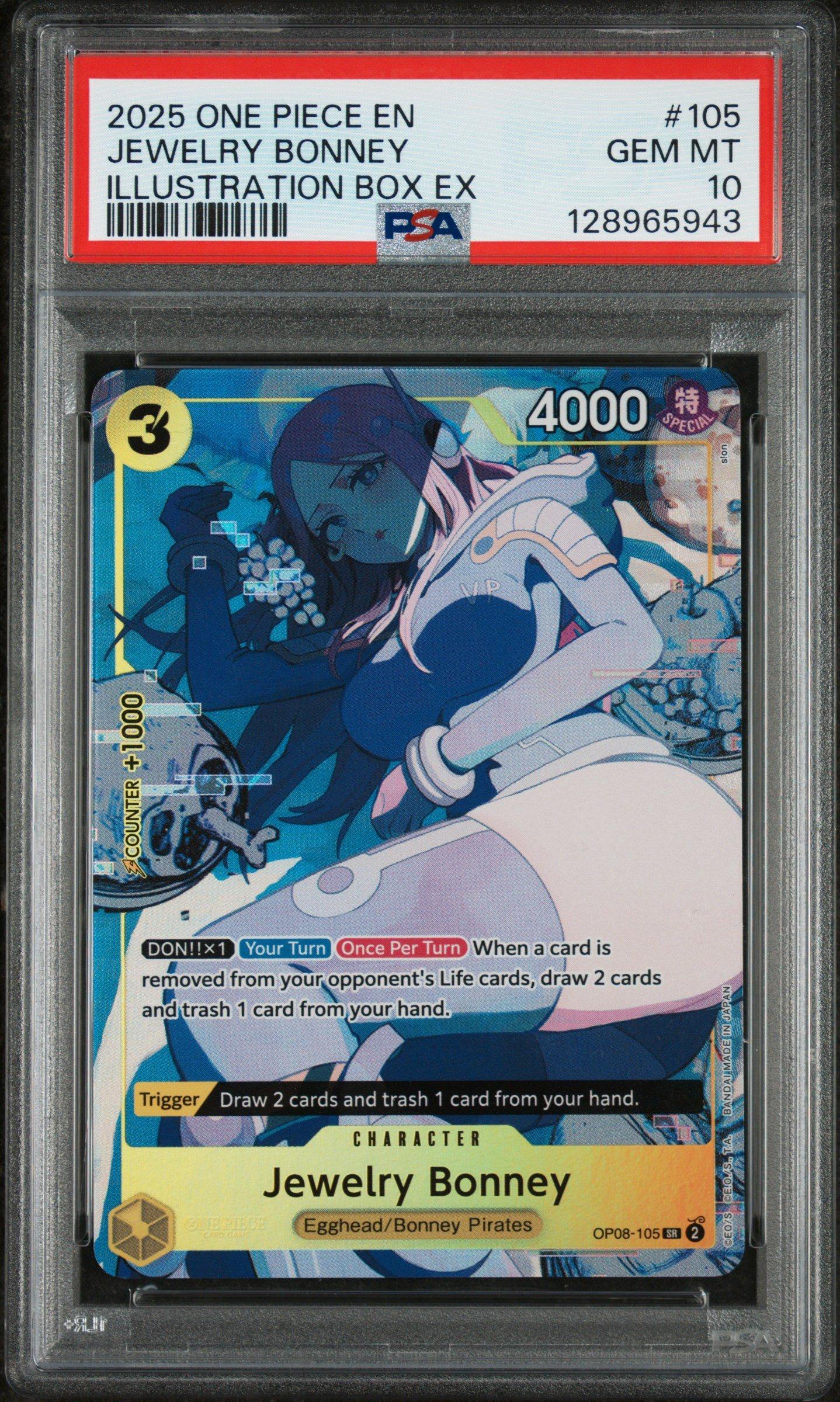 2025 One Piece Promos 105 Jewelry Bonney Illustration Box Ex PSA