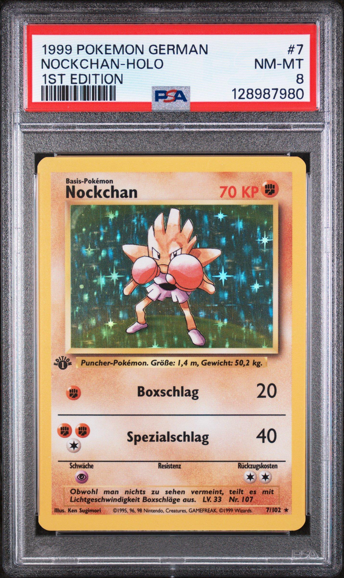 1999 Pokemon German 7 Nockchan-holo 1st Edition PSA 8 Graded Card