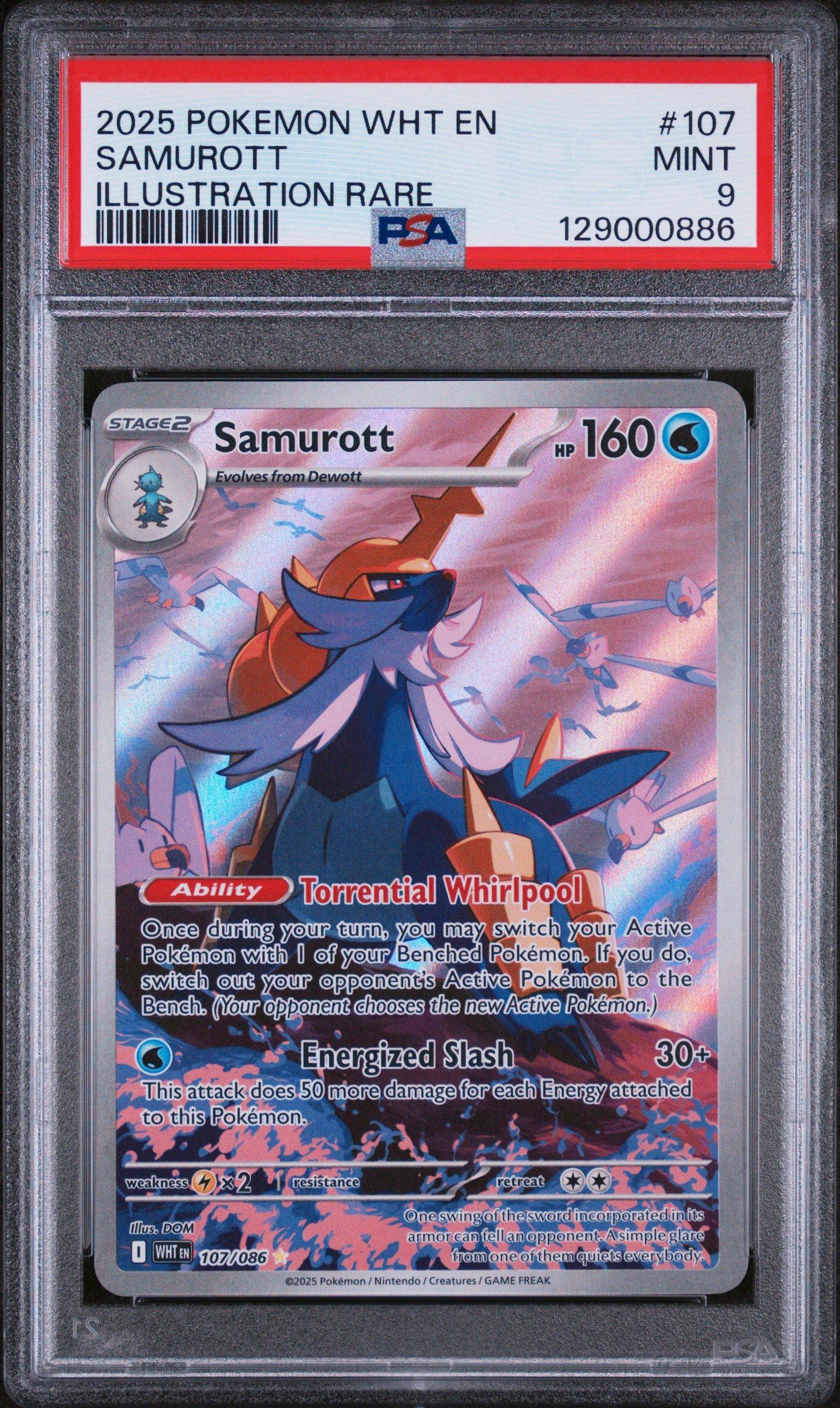 2025 Pokemon Wht En-white Flare 107 Samurott Illustration Rare PSA