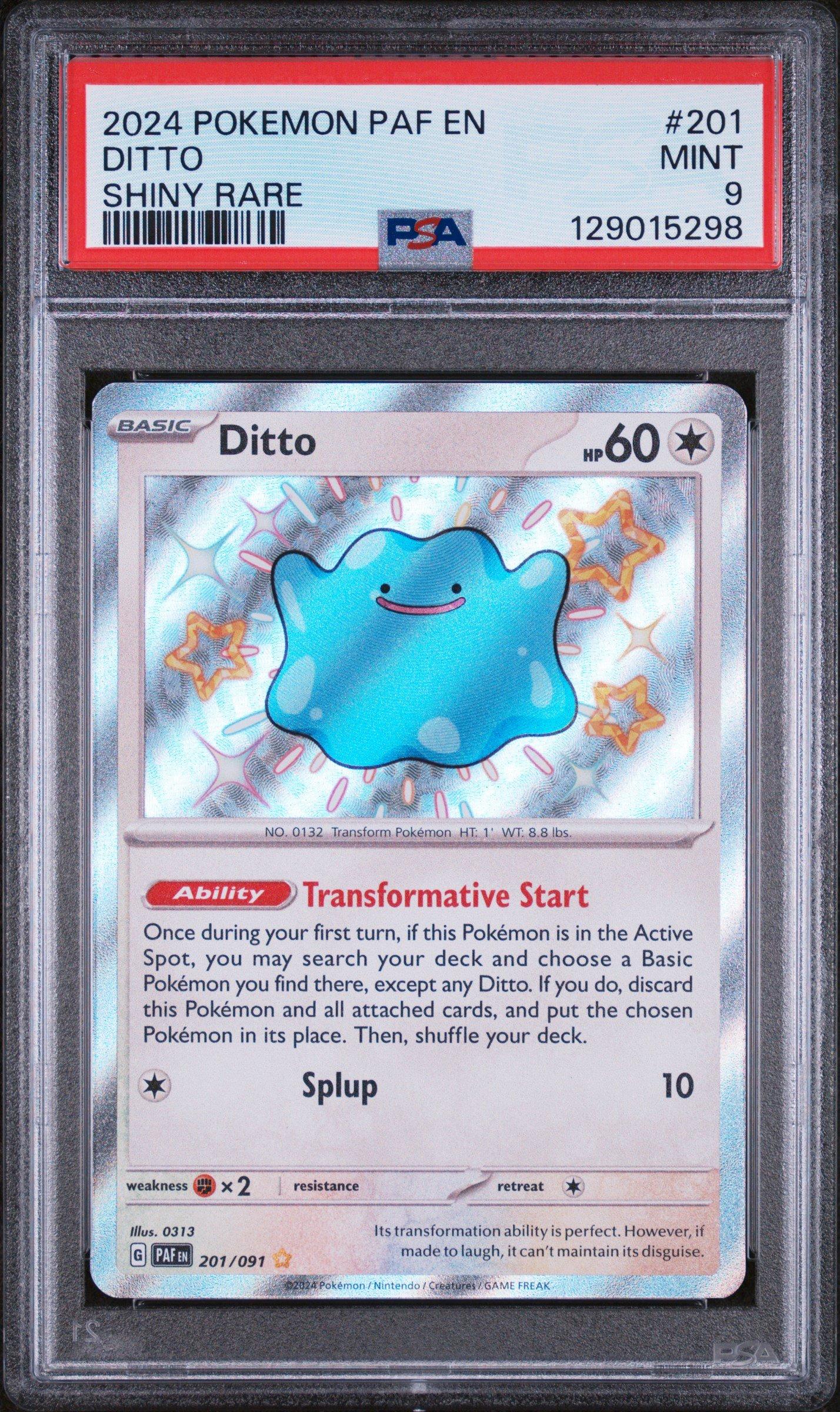 2024 Pokemon Paf En-paldean Fates 201 Ditto Shiny Rare PSA 9 Graded Card |  GameStop