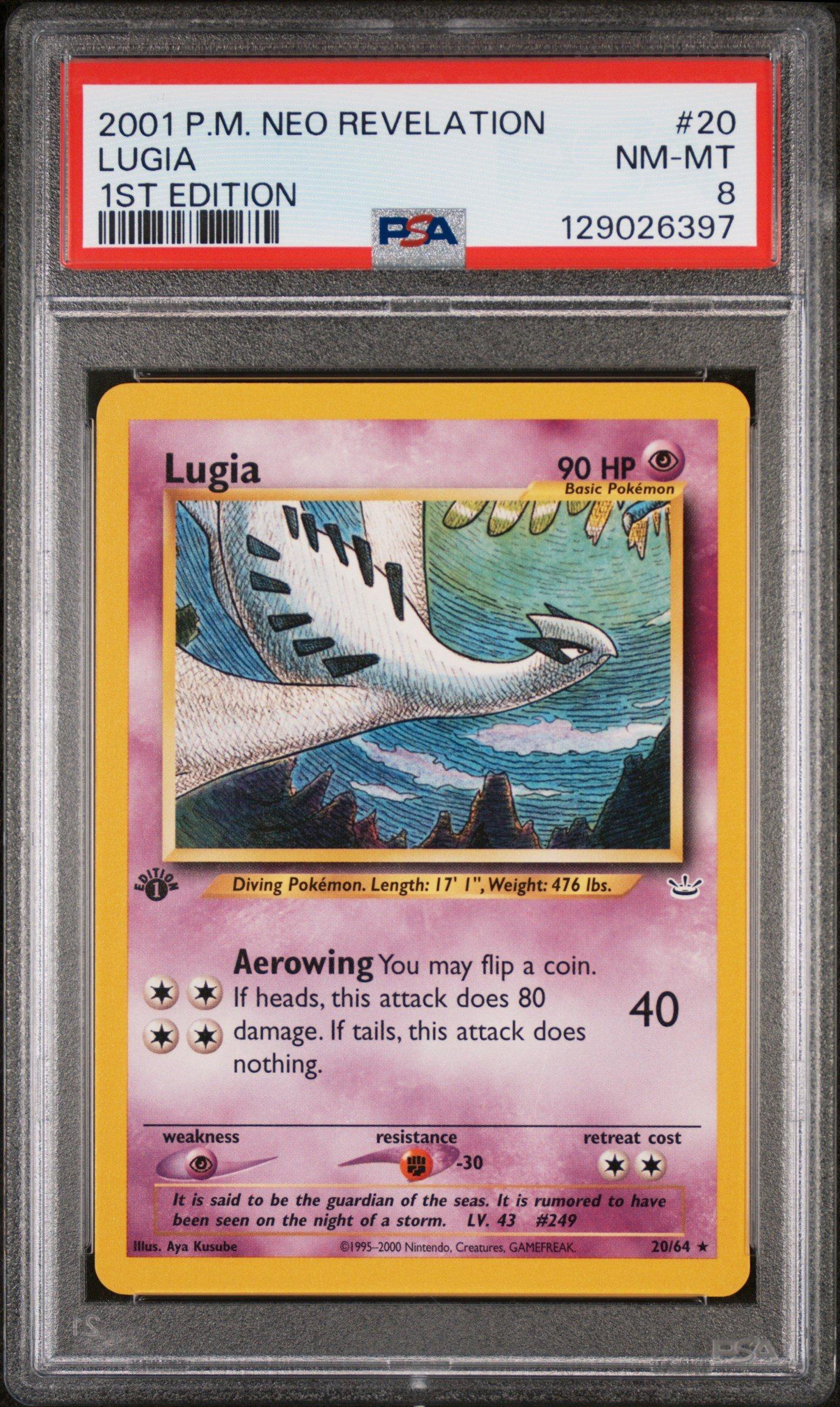 2001 Pokemon Neo Revelation 20 Lugia 1st Edition PSA 8 Graded Card