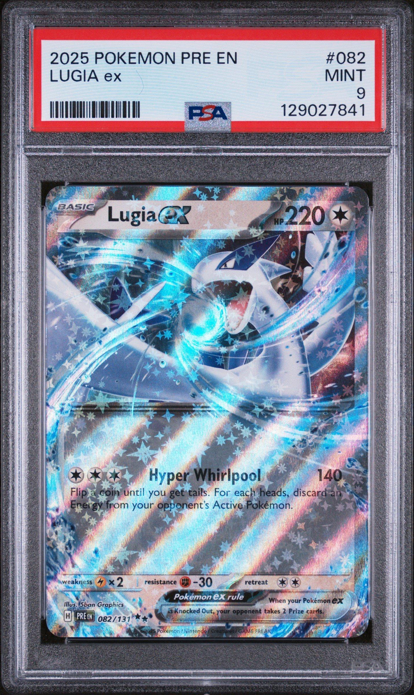 2025 Pokemon Pre En-prismatic Evolutions 082 Lugia Ex PSA 9 Graded