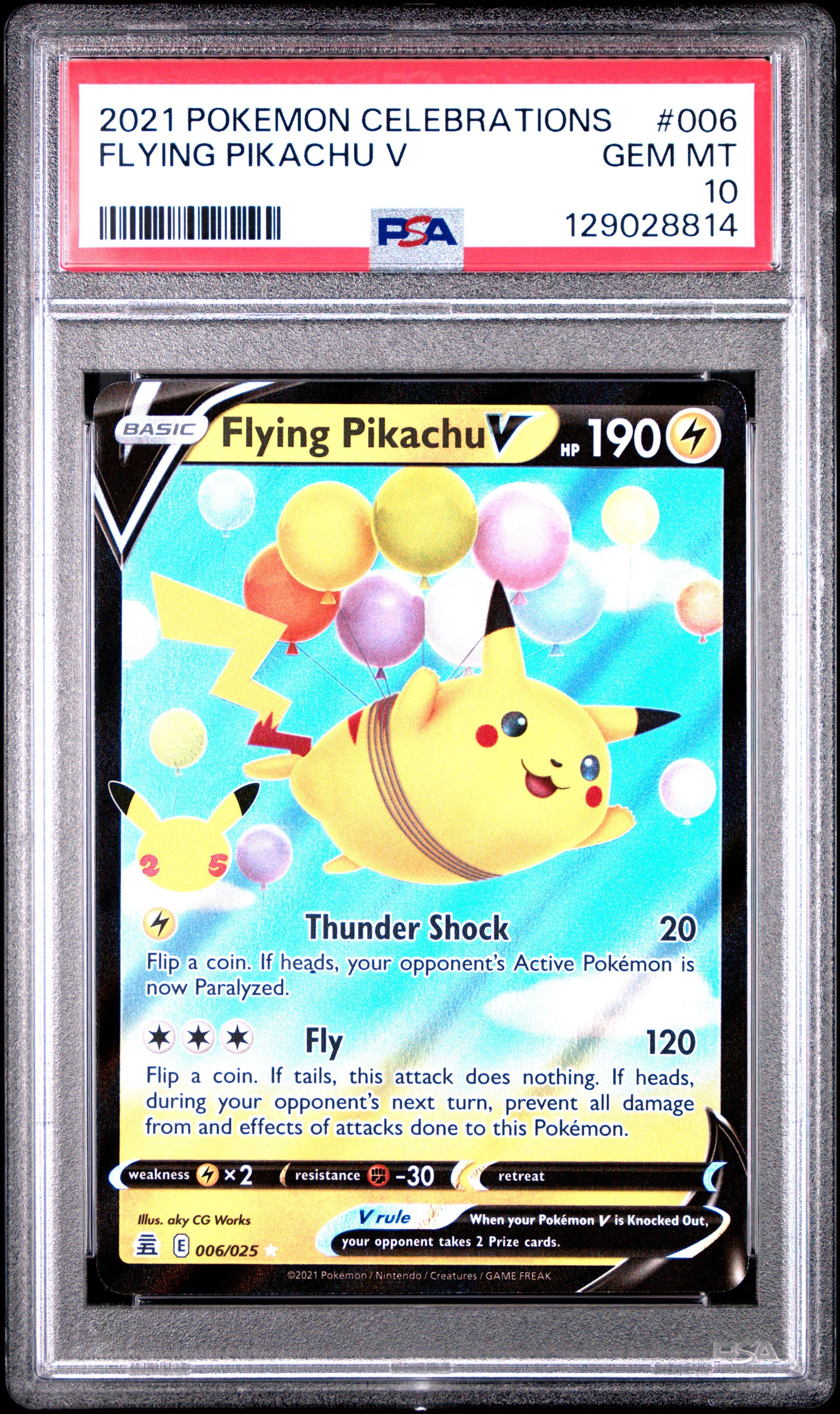 2021 Pokemon Celebrations 006 Flying Pikachu V PSA 10 Graded Card