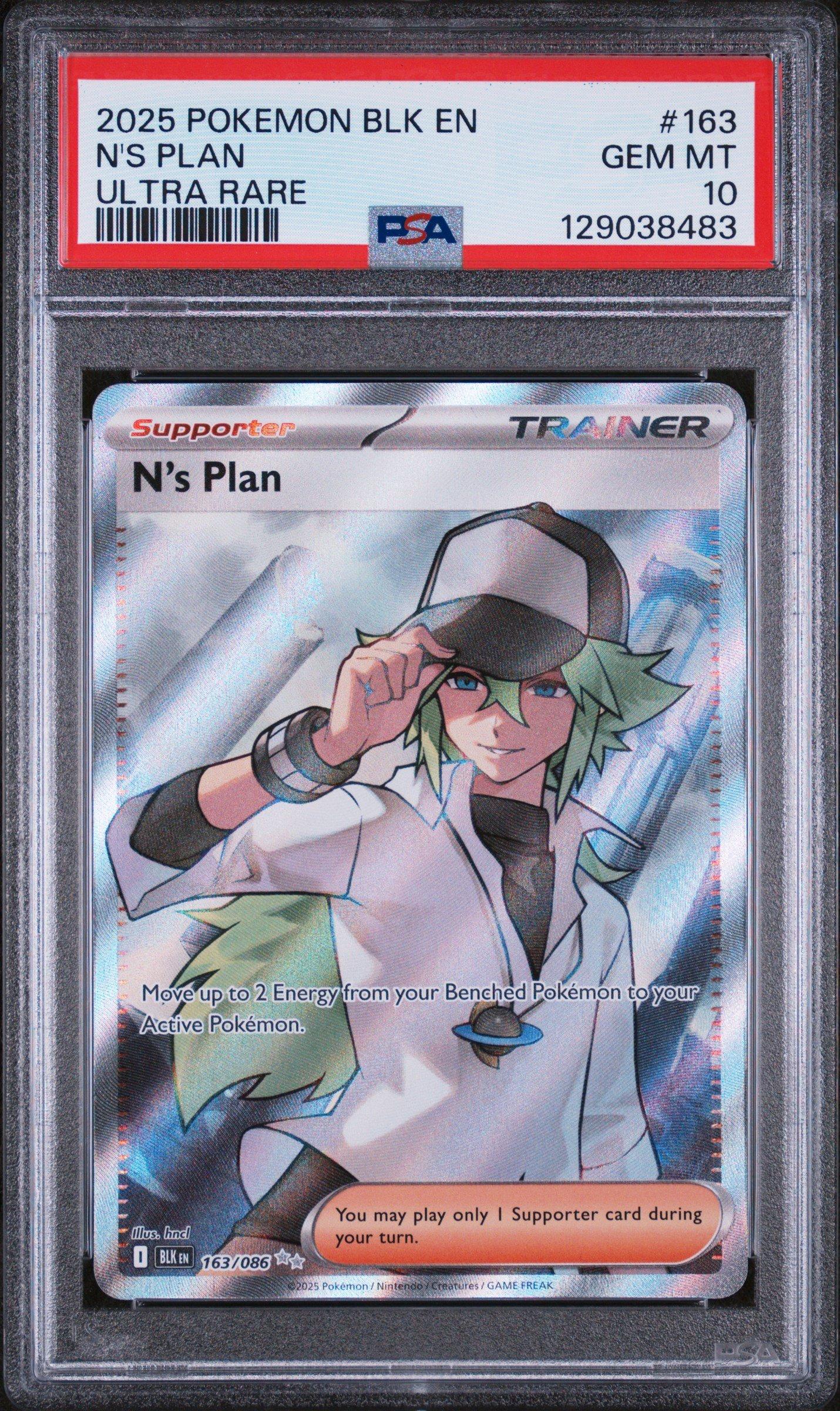 2025 Pokemon Blk En-black Bolt 163 N's Plan Ultra Rare PSA 10 Graded Card |  GameStop