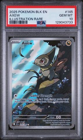 2025 Pokemon Blk En-black Bolt 145 Axew Illustration Rare PSA 10
