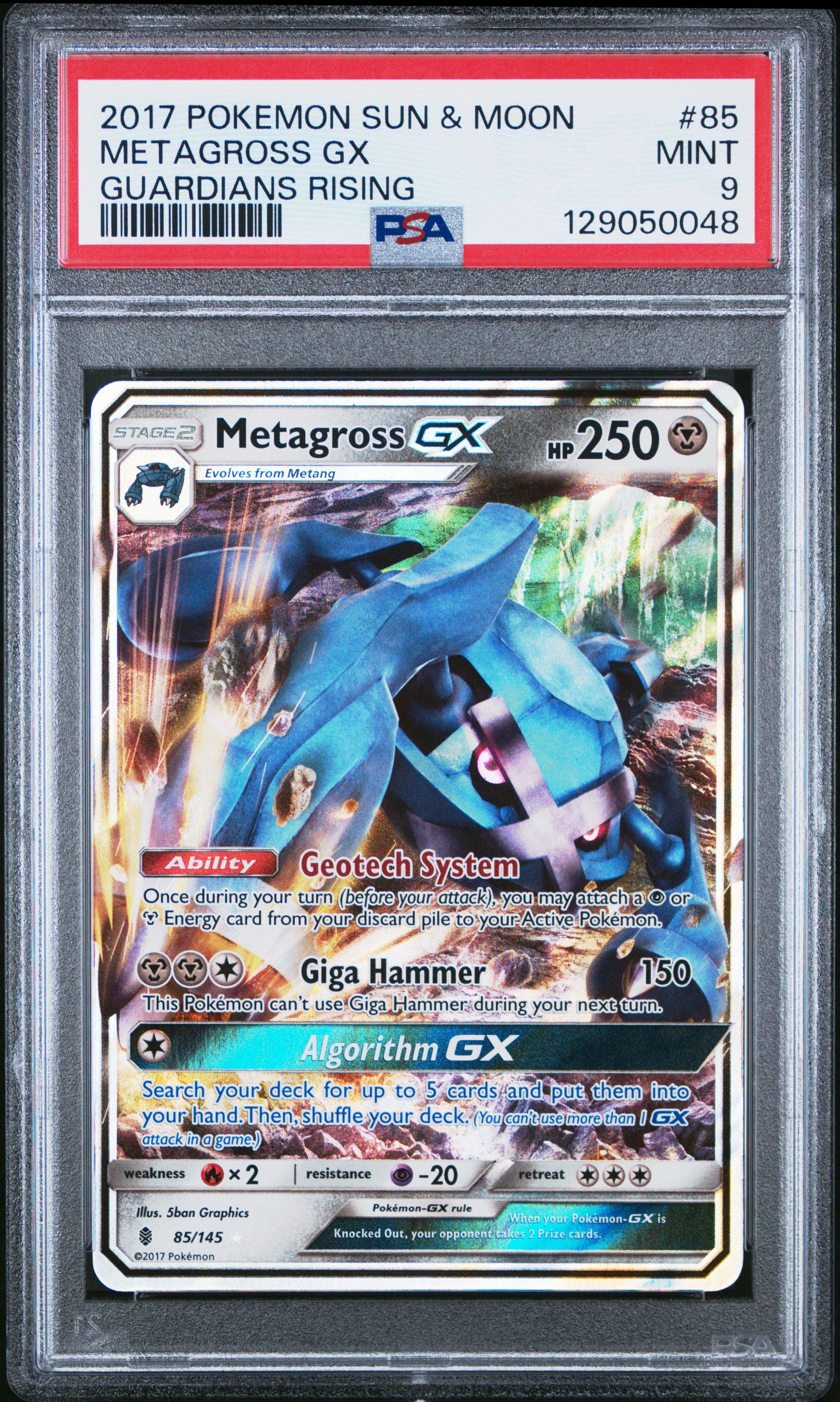 2017 Pokemon Sun & Moon Guardians Rising 85 Metagross Gx PSA 9