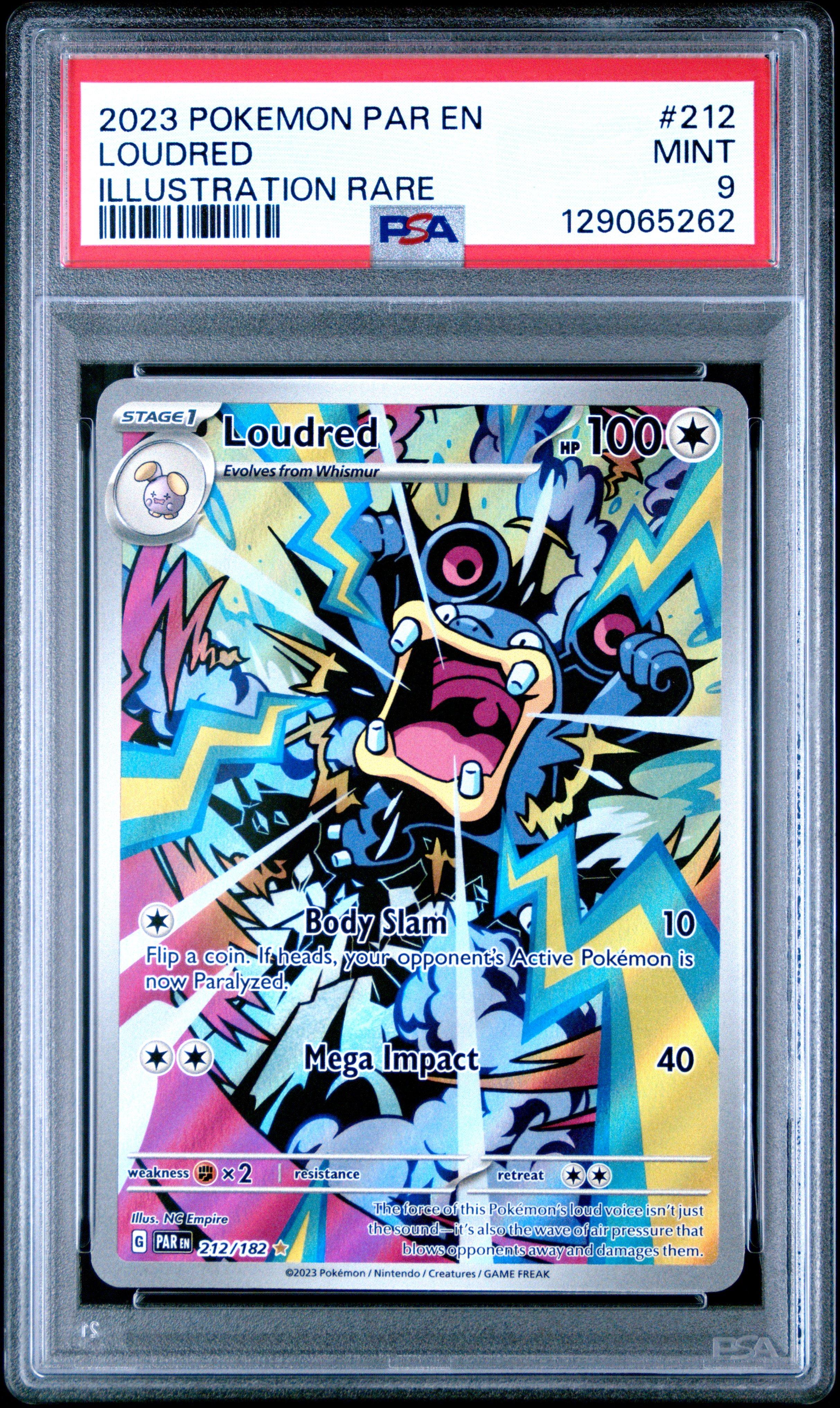 2023 Pokemon Par En-paradox Rift 212 Loudred Illustration Rare PSA