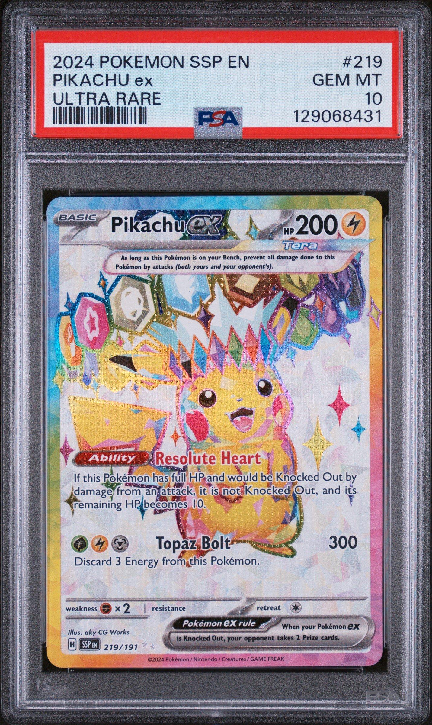 2024 Pokemon Ssp En-surging Sparks 219 Pikachu Ex Ultra Rare PSA