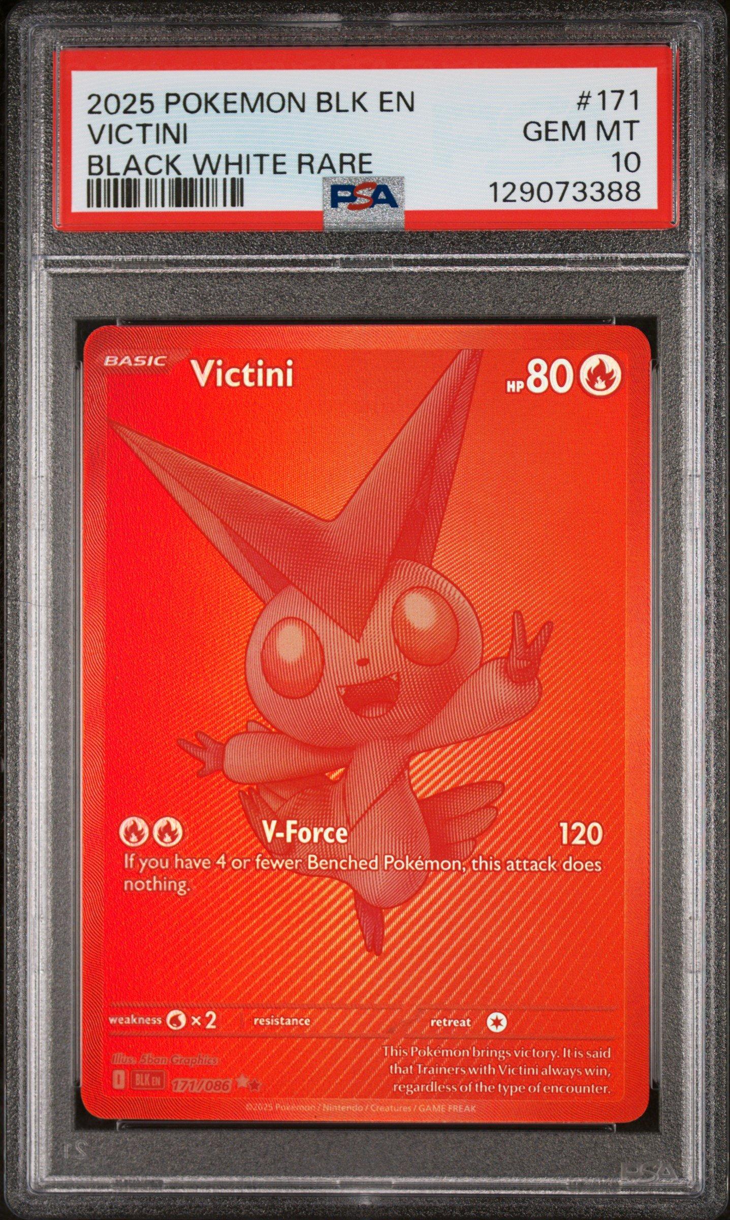2025 Pokemon Blk En-black Bolt 171 Victini Black White Rare PSA 10