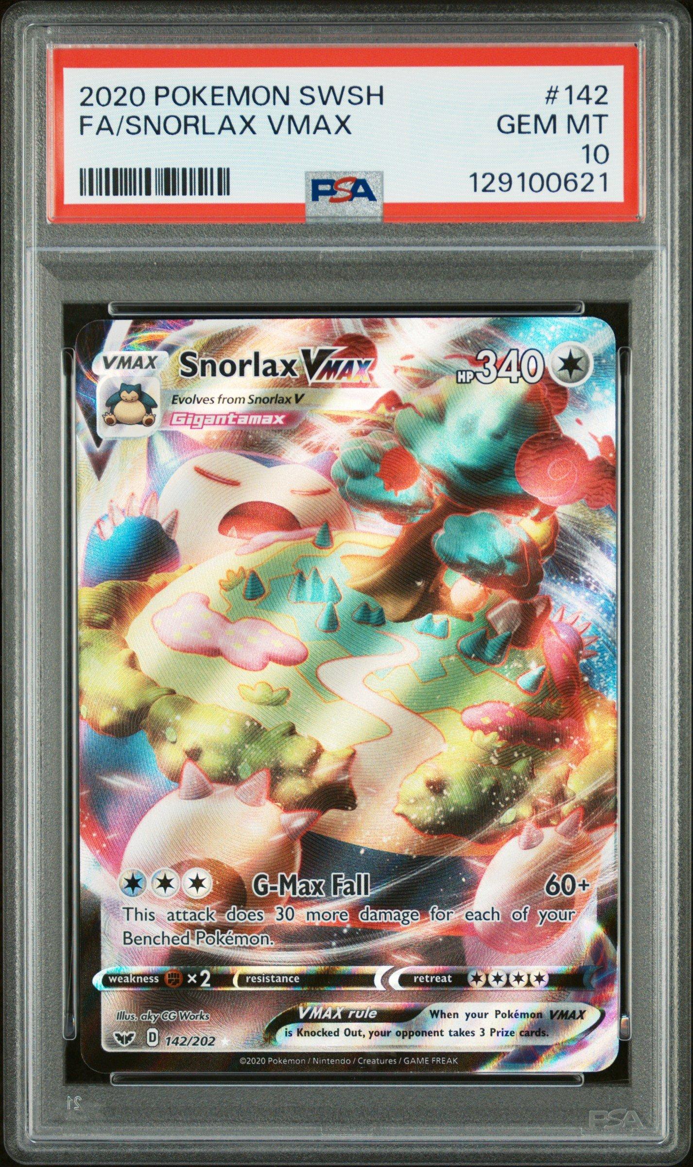 snorlax graded card 2020 Pokemon Sword & Shield 142 Full Art/snorlax Vmax PSA 10