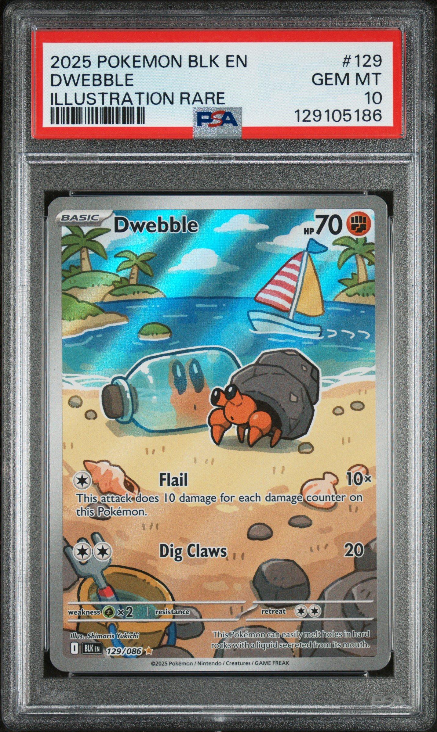 2025 Pokemon Blk En-black Bolt 129 Dwebble Illustration Rare PSA