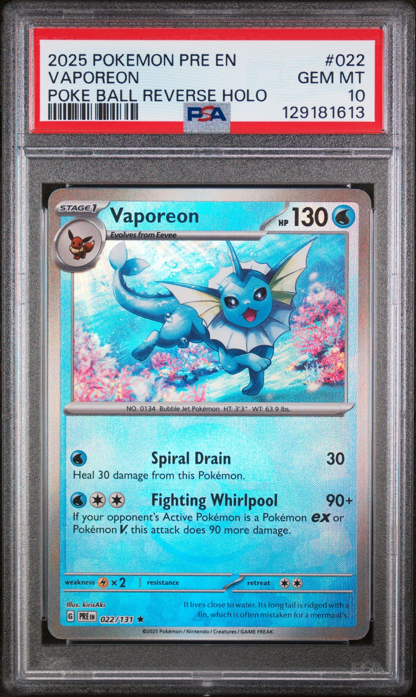 2025 Pokemon Pre En-prismatic Evolutions 022 Vaporeon Poke Ball