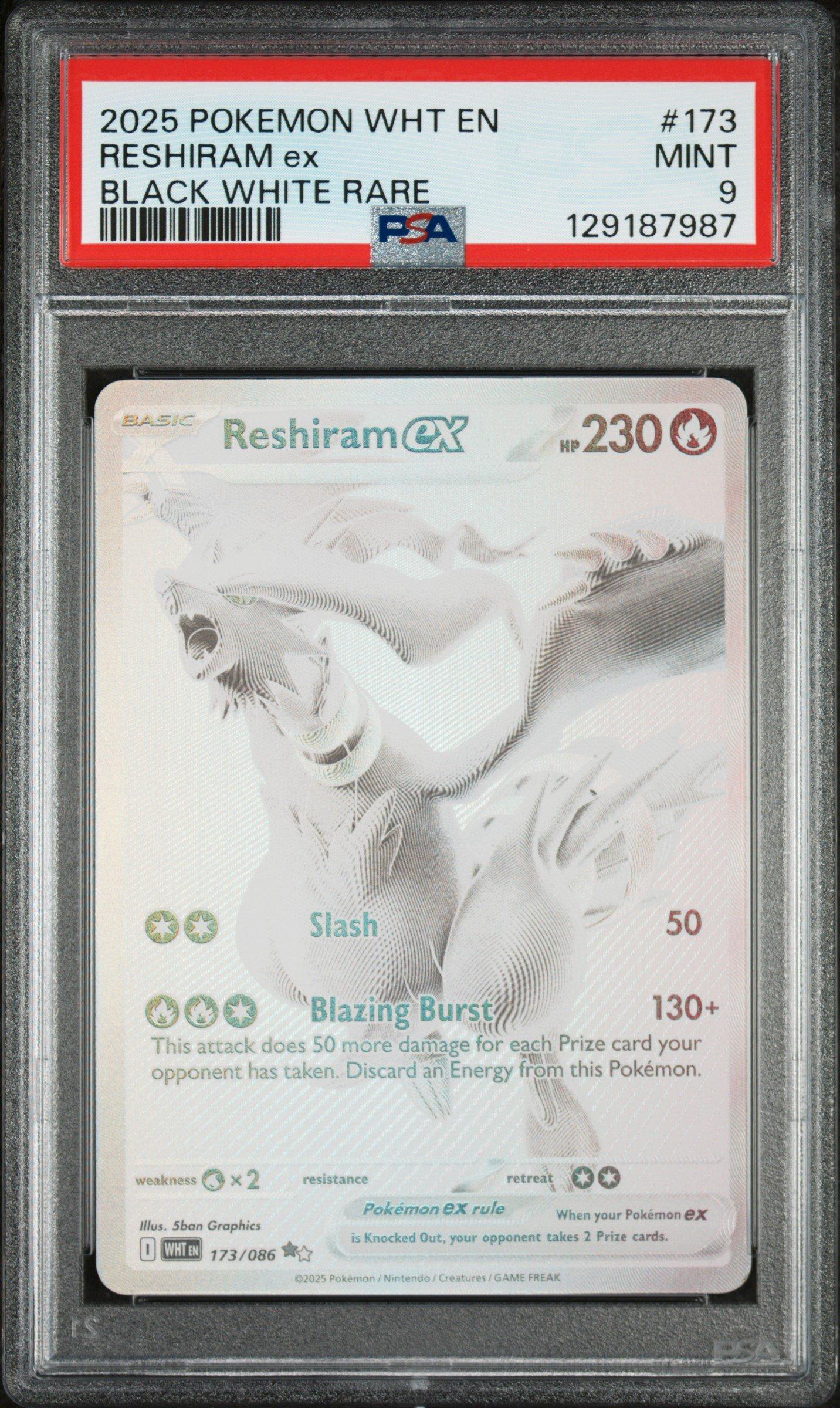 2025 Pokemon Wht En-white Flare 173 Reshiram Ex Black White Rare