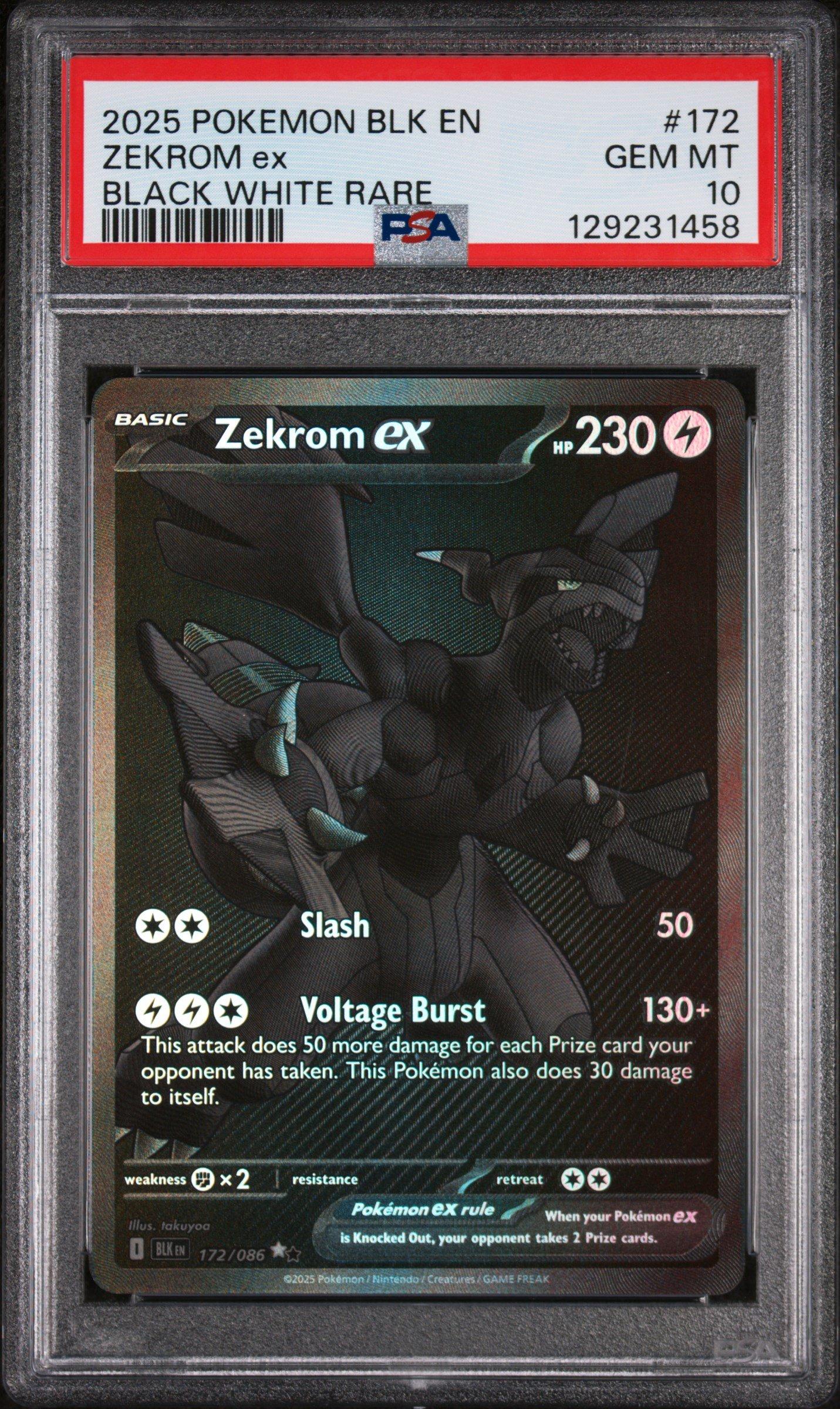 2025 Pokemon Blk En-black Bolt 172 Zekrom Ex Black White Rare PSA