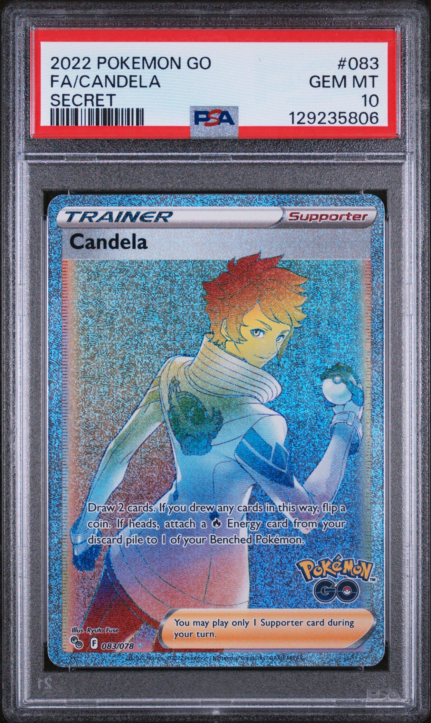 2022 Pokemon Go 083 Full Art/candela Secret PSA 10 Graded Card