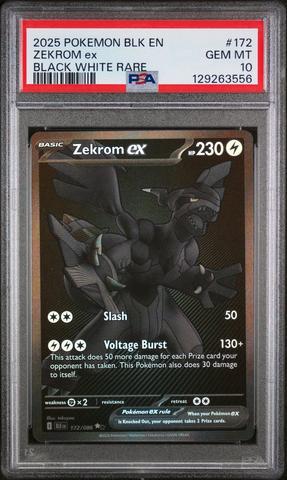 2025 Pokemon Blk En-black Bolt 172 Zekrom Ex Black White Rare PSA