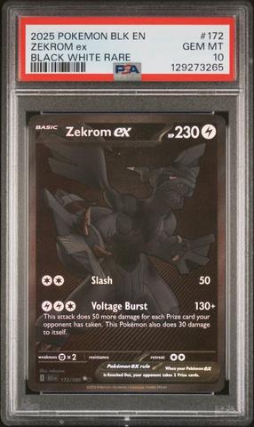 2025 Pokemon Blk En-black Bolt 172 Zekrom Ex Black White Rare PSA