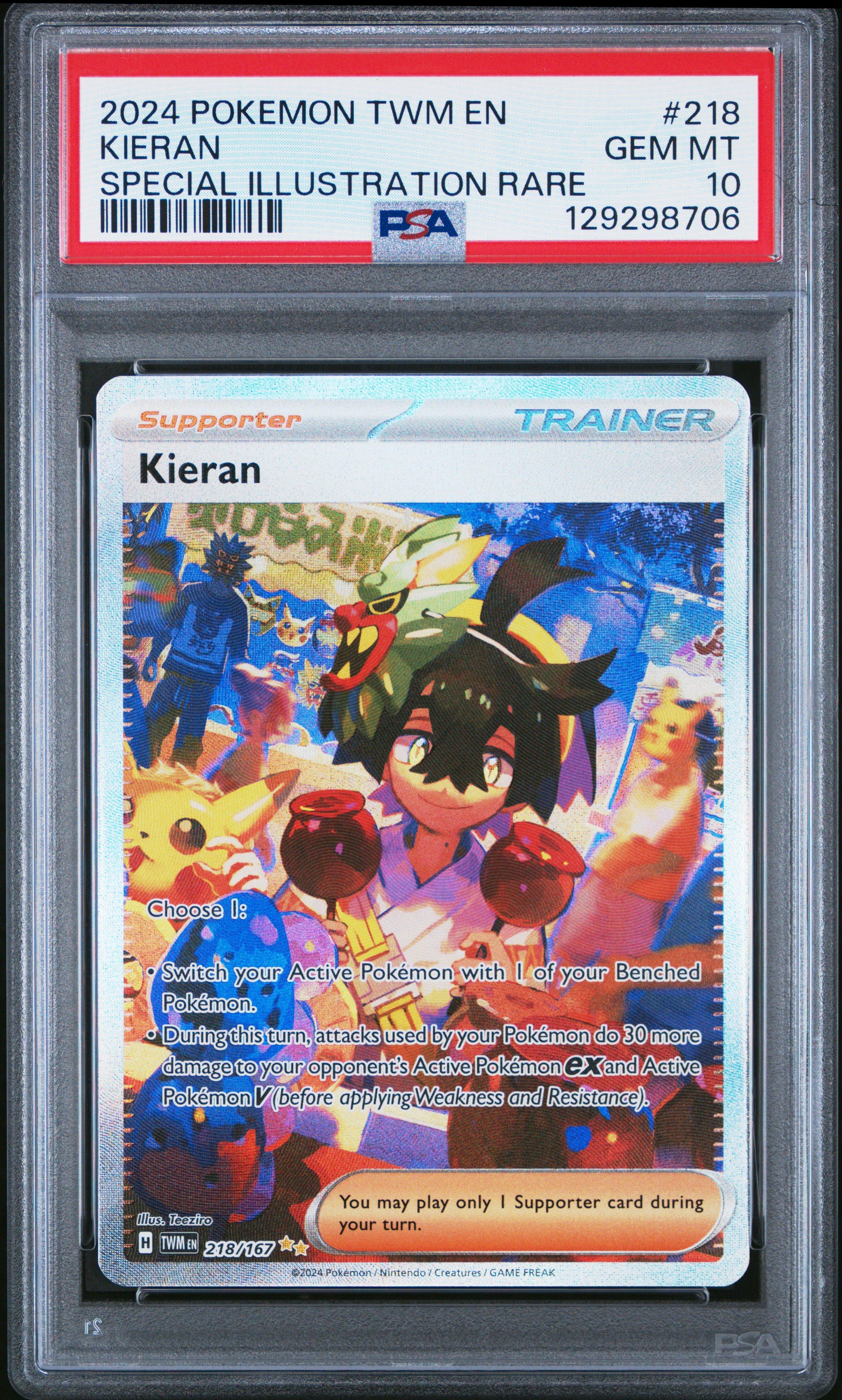 2023 ポケモンカード #070 GEM MT 2024 Pokemon Twm En-twilight Masquerade 218 Kieran Special