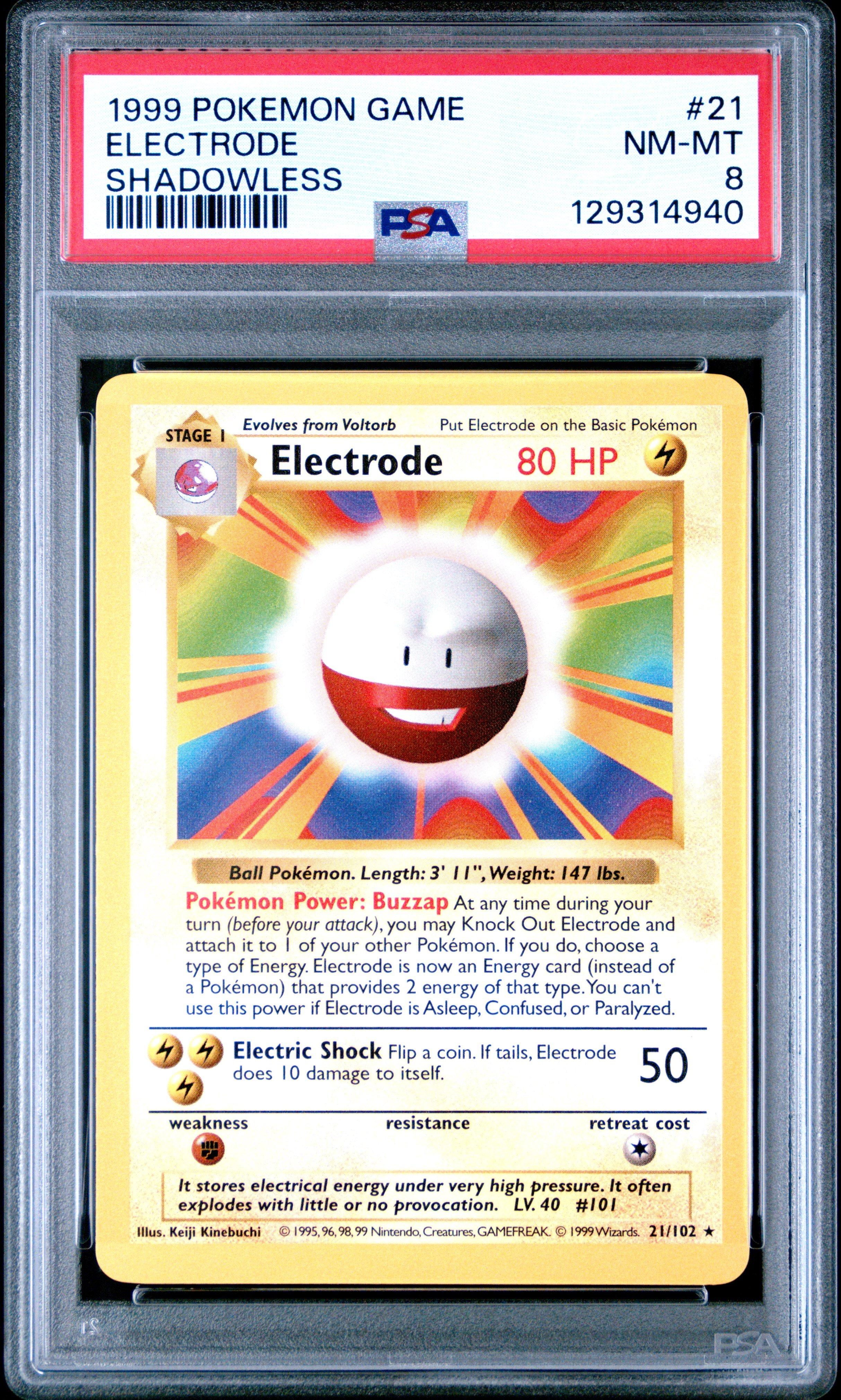 1999 Pokemon Game 21 Electrode Shadowless PSA 8 Graded Card | GameStop