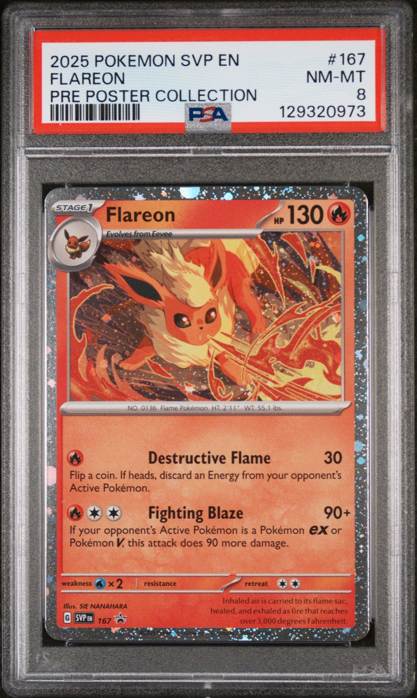 2025 Pokemon Svp En-sv Black Star Promo 167 Flareon Prismatic Evolutions Poster Collection PSA