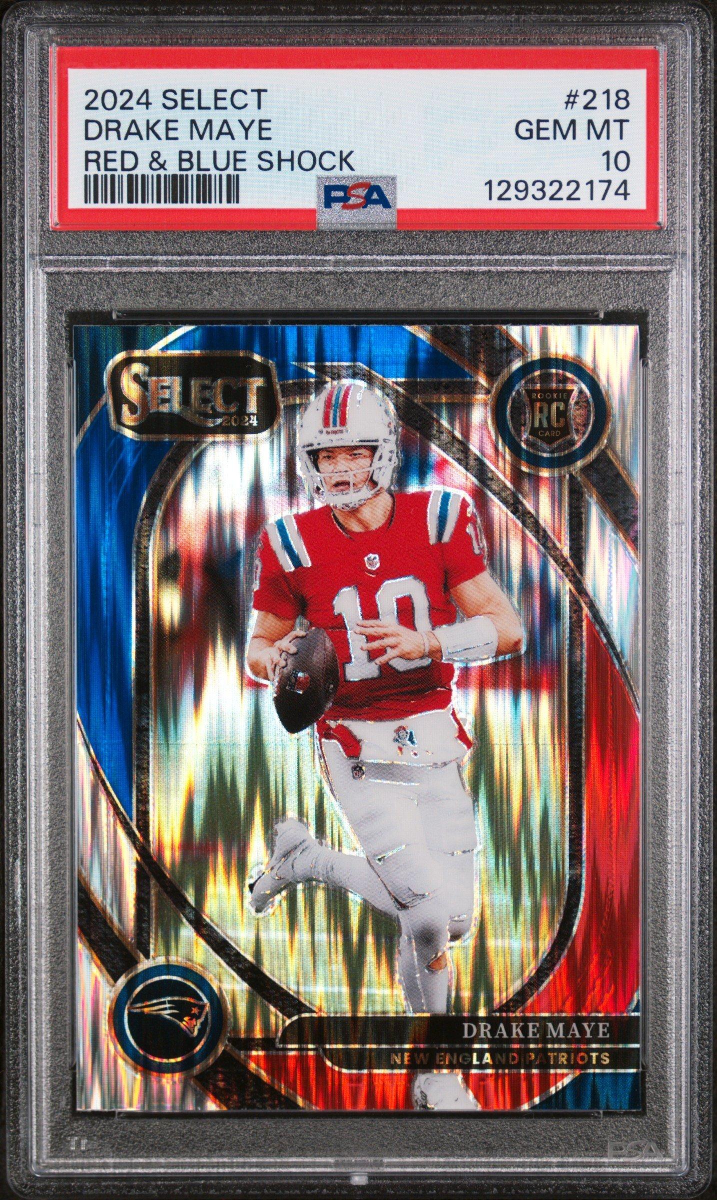 2024 Panini Select 218 Drake Maye Red & Blue Shock PSA 10 Graded