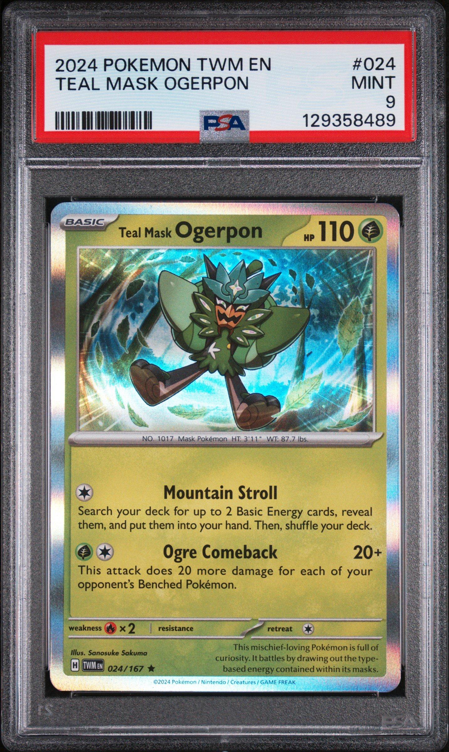 2024 Pokemon Twm En-twilight Masquerade 024 Teal Mask Ogerpon PSA 9