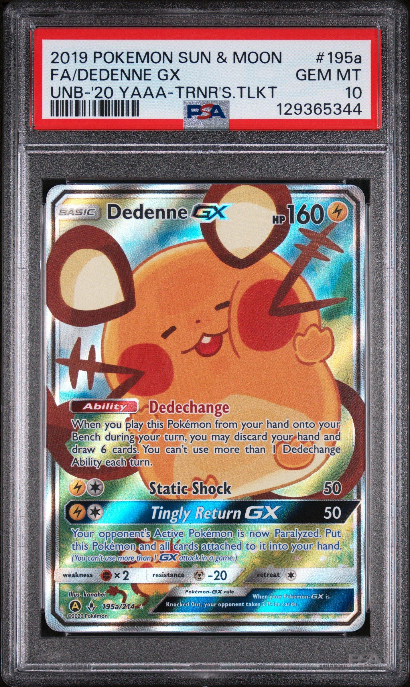 2019 Pokemon Sun & Moon Unbroken Bonds 195a Full Art/dedenne Gx