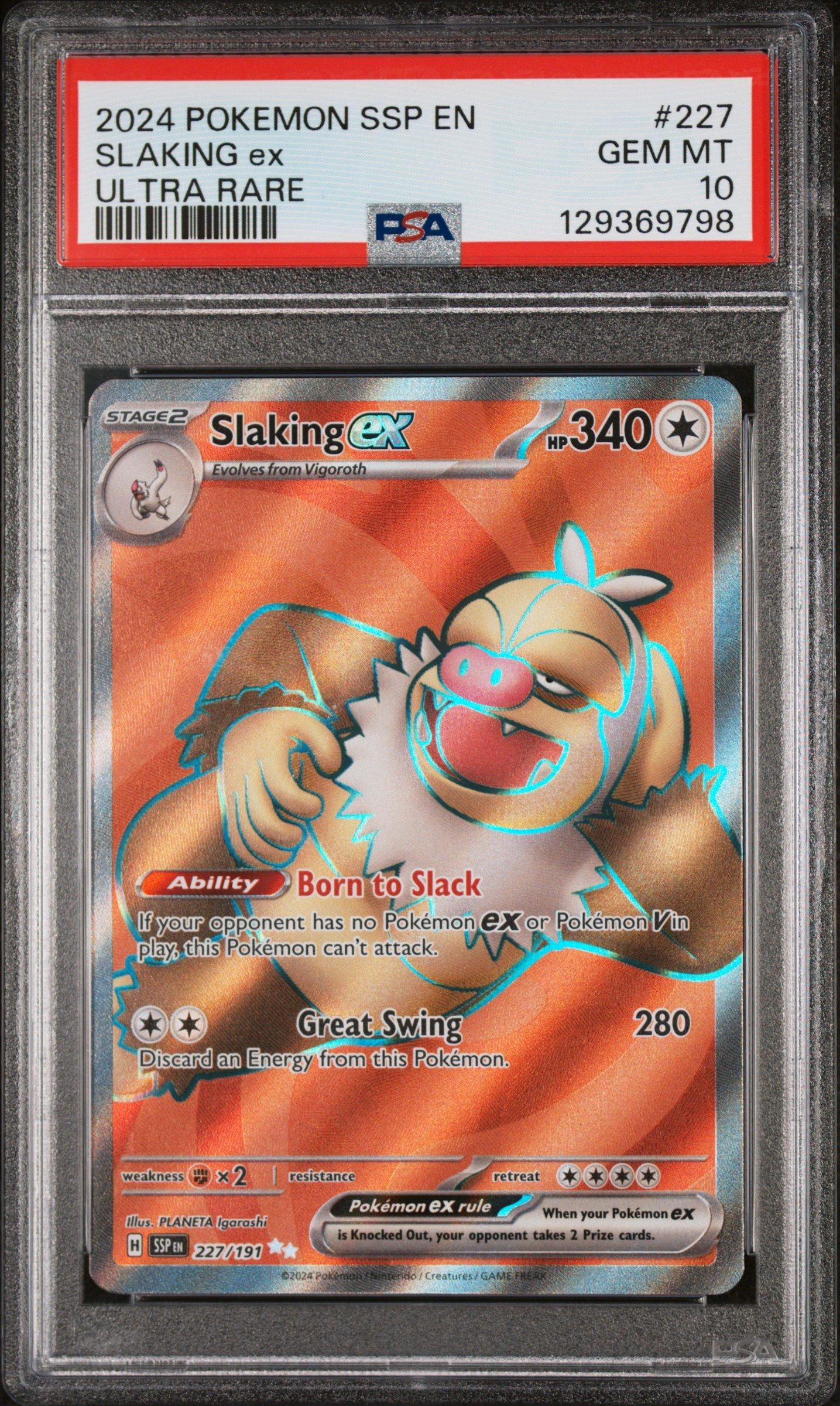 2024 Pokemon Ssp En-surging Sparks 227 Slaking Ex Ultra Rare PSA