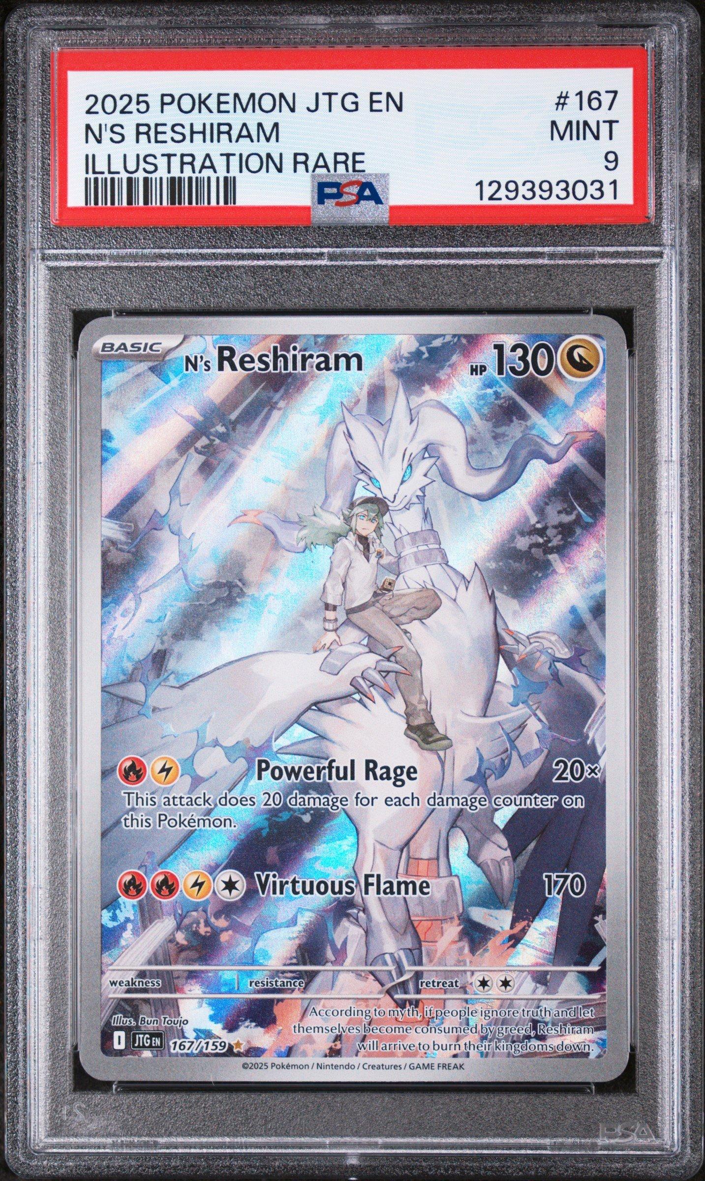 2025 Pokemon Jtg En-journey Together 167 N's Reshiram Illustration Rare PSA  9 Graded Card | GameStop