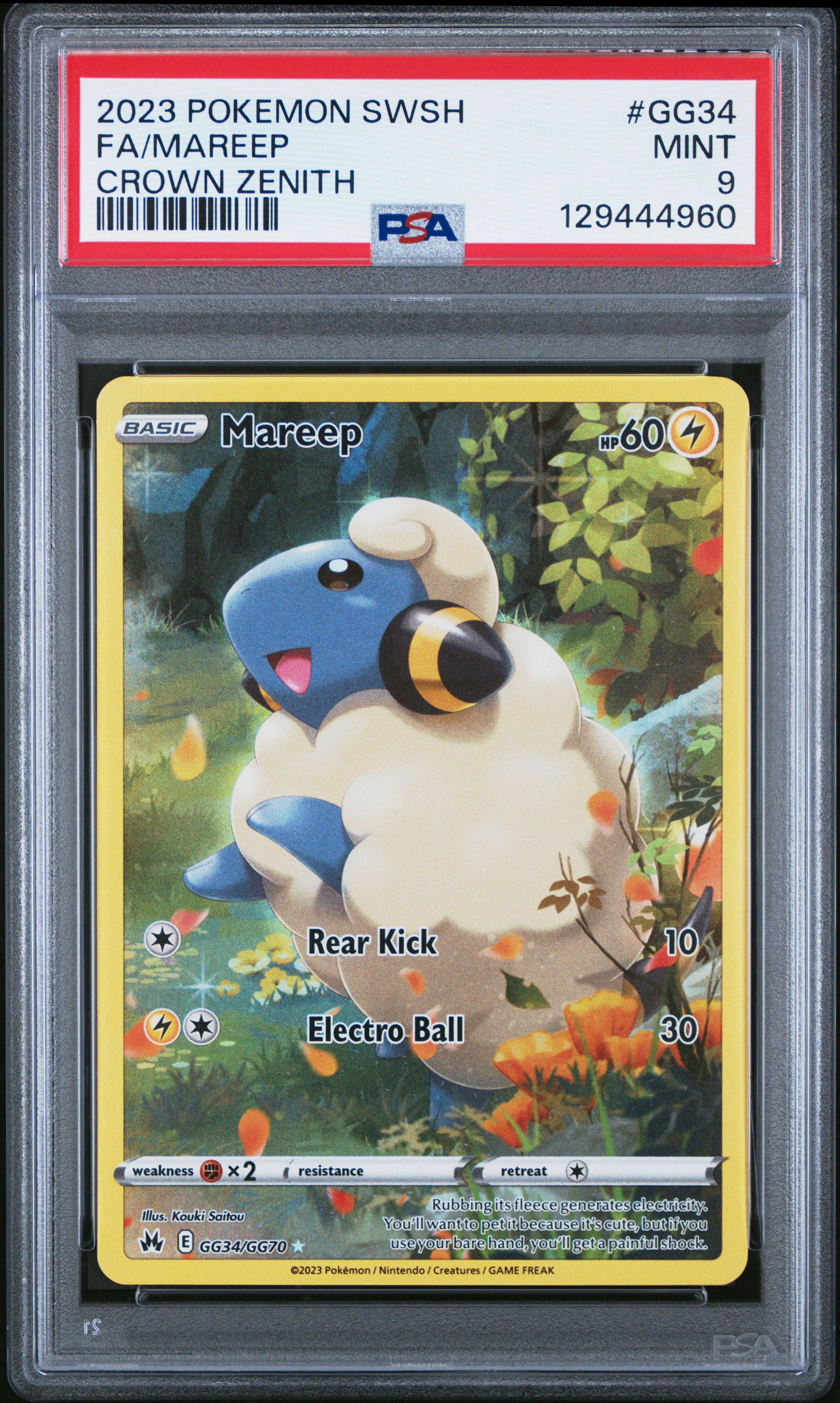 2023 Pokemon Sword And Shield Crown Zenith Gg34 Full Art/mareep PSA