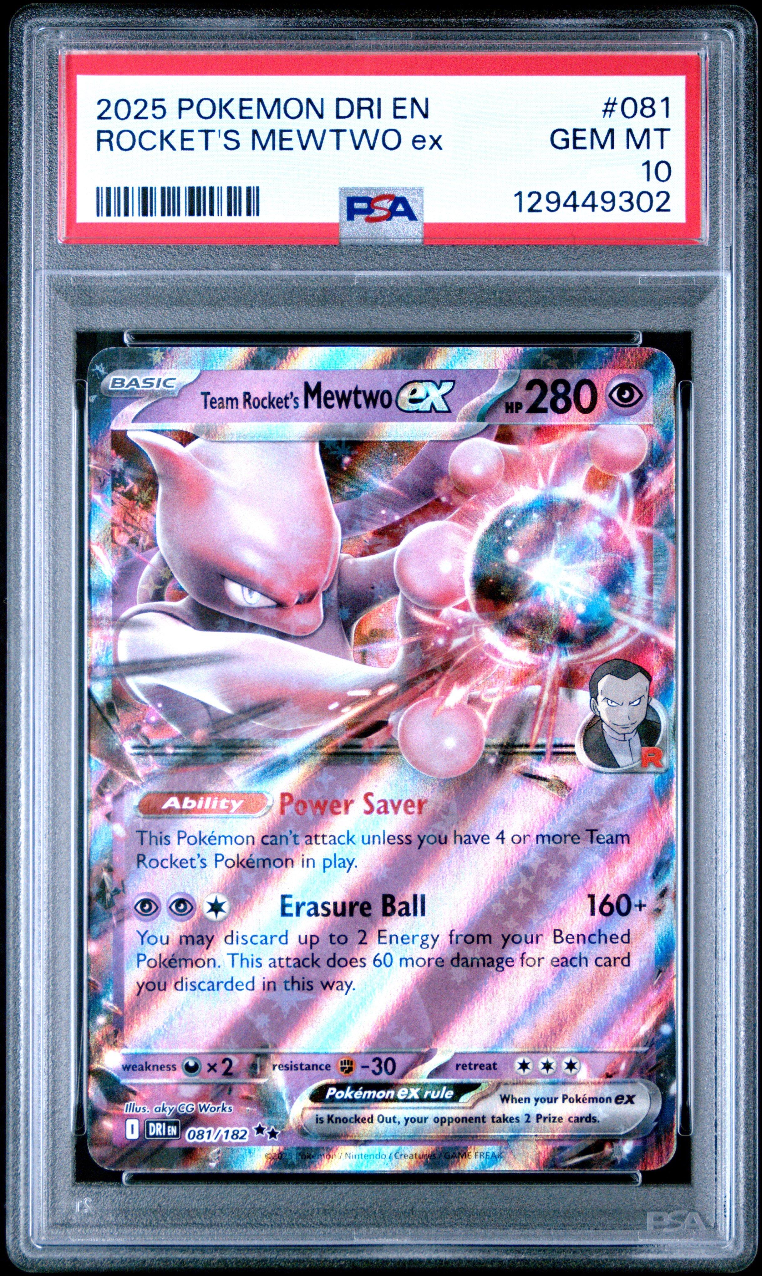 2025 Pokemon Dri En-destined Rivals 081 Team Rocket's Mewtwo Ex