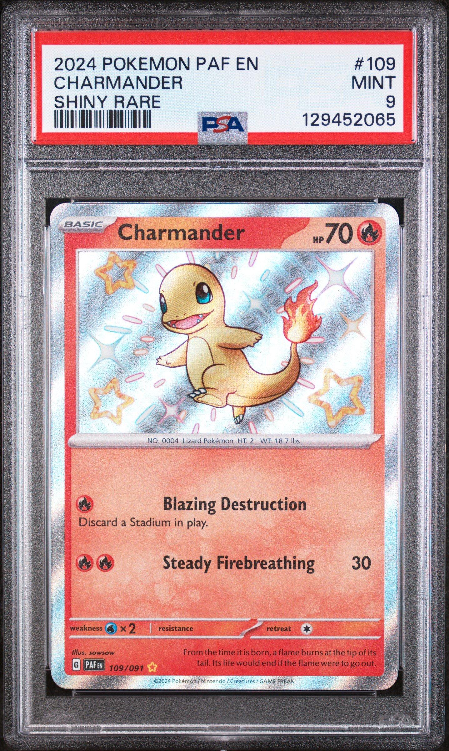 2024 Pokemon Paf En-paldean Fates 109 Charmander Shiny Rare PSA 9 Graded  Card | GameStop