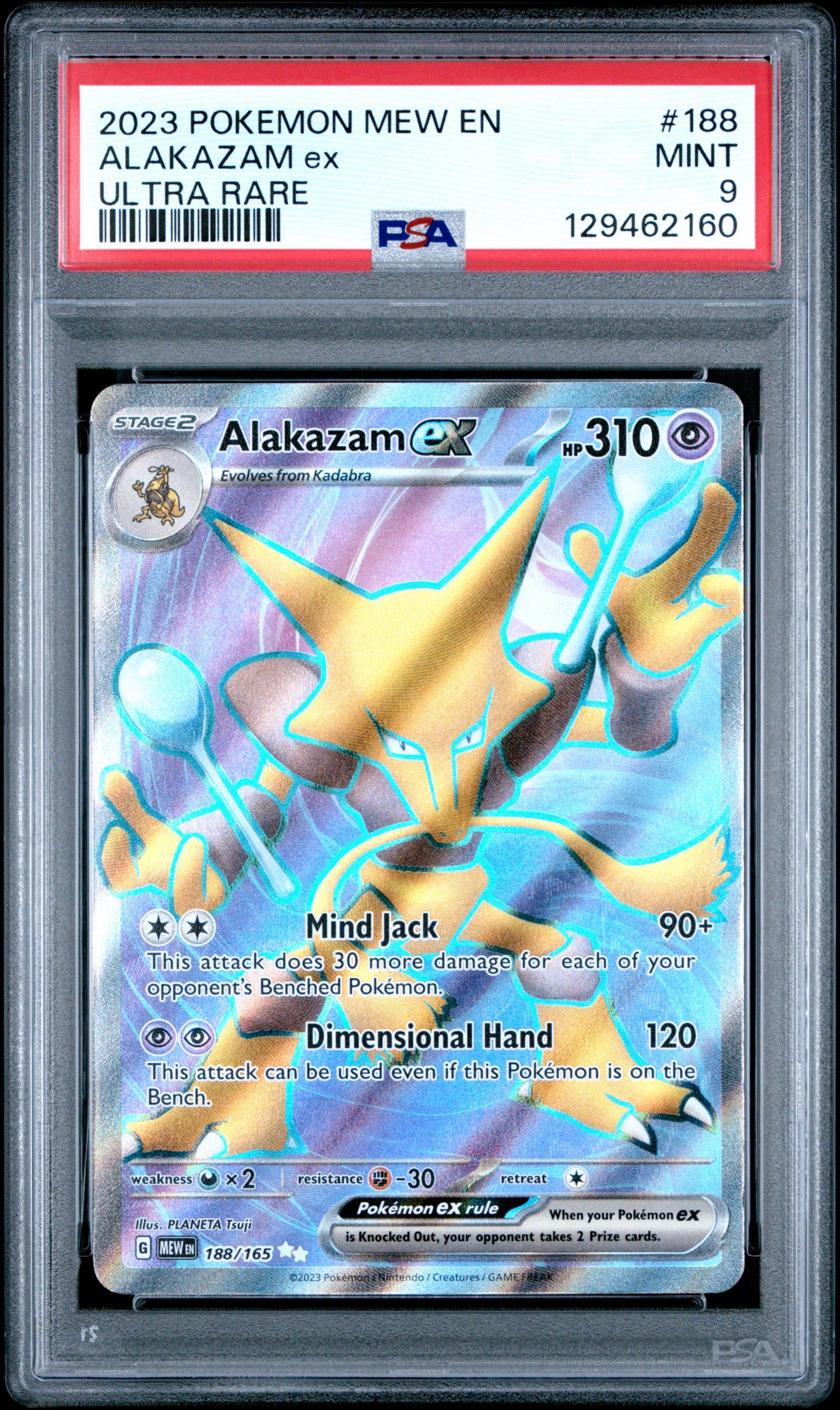 2023 Pokemon Mew En-151 188 Alakazam Ex Ultra Rare PSA 9 Graded