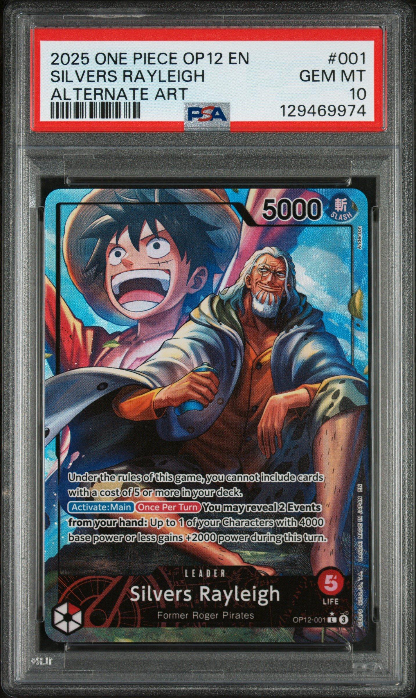2025 One Piece Op12-legacy Of The Master 001 Silvers Rayleigh Alternate Art  PSA 10 Graded Card | GameStop