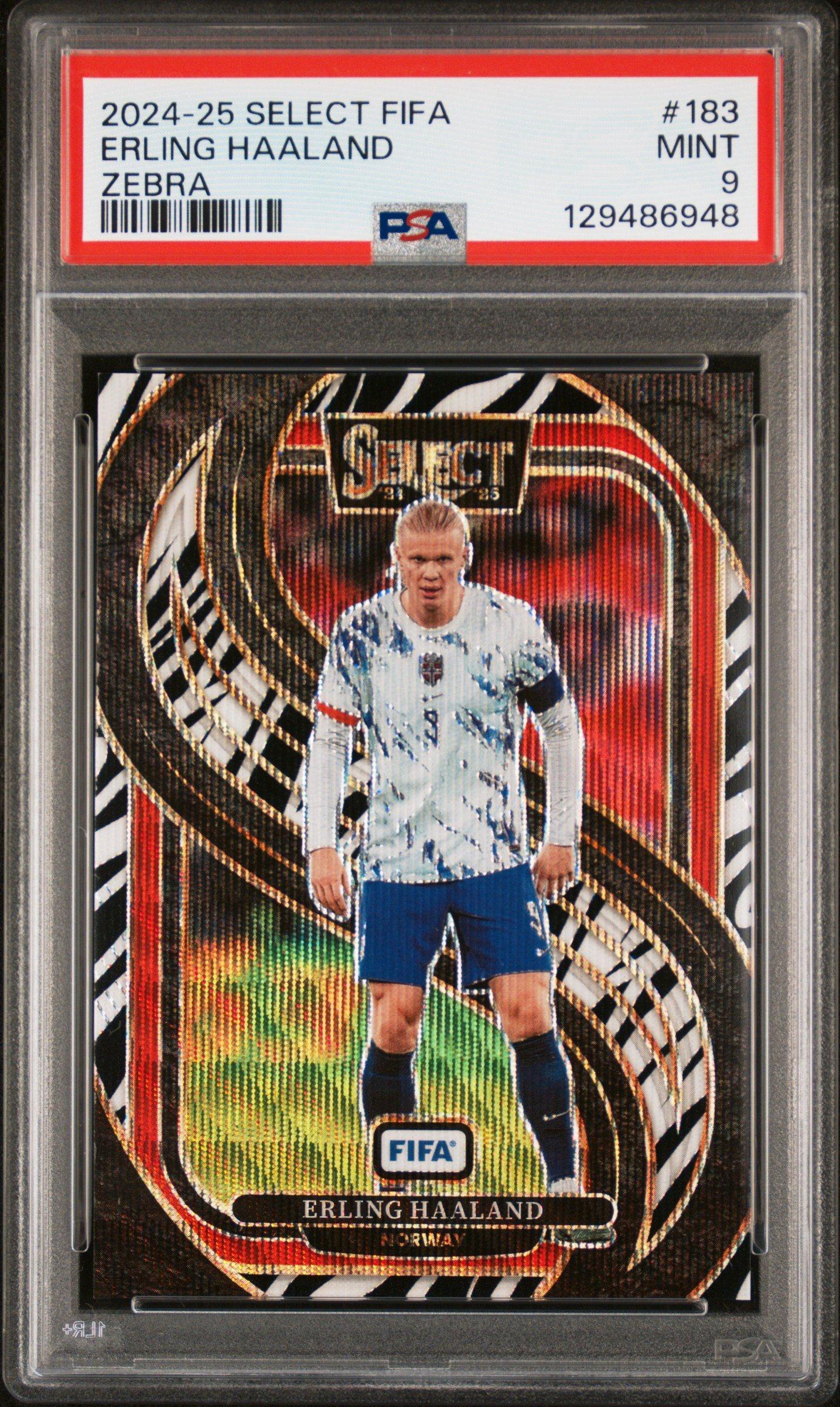 2024-25 Panini Select Fifa 183 Erling Haaland Zebra PSA 9 Graded