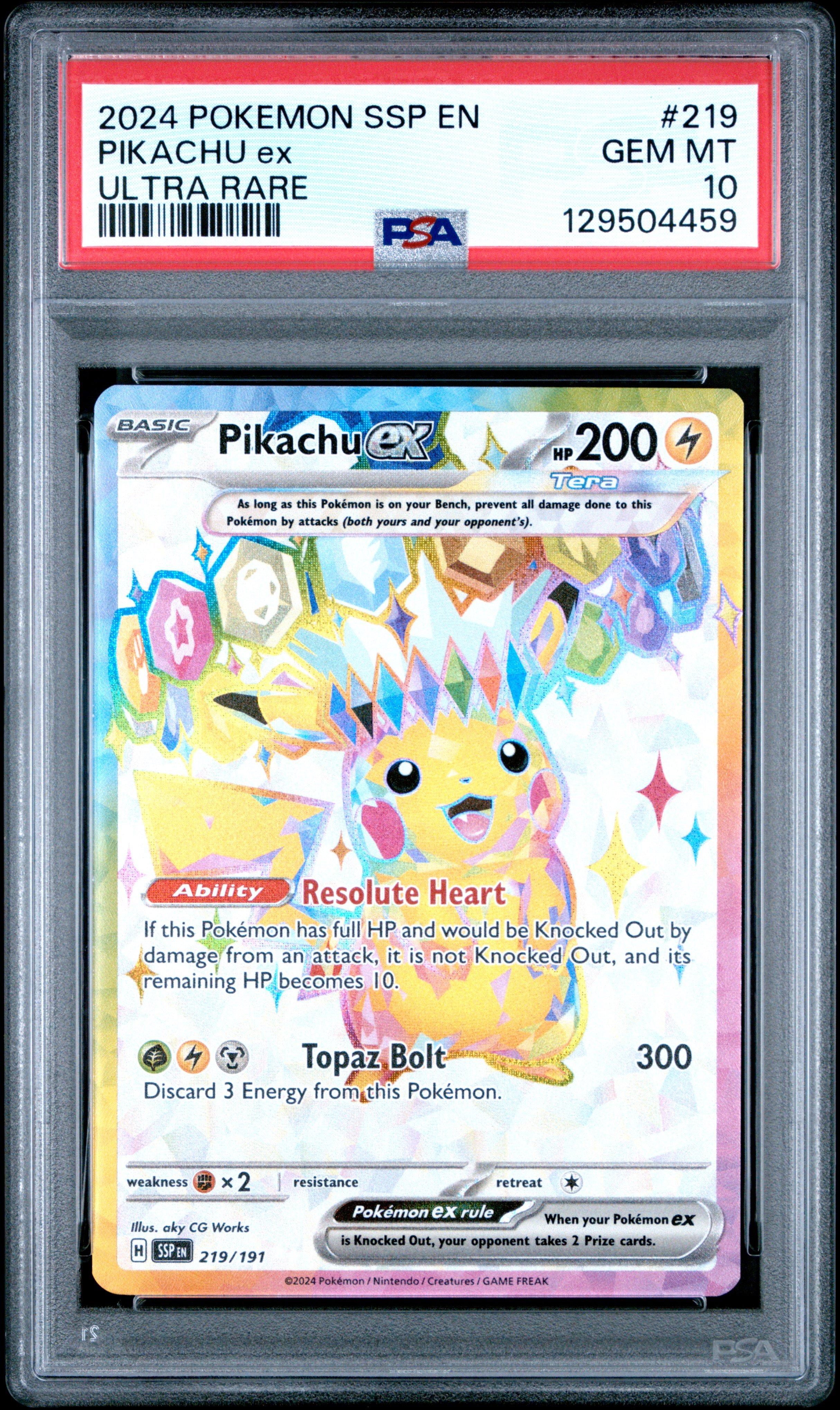 2024 Pokemon Ssp En-surging Sparks 219 Pikachu Ex Ultra Rare PSA