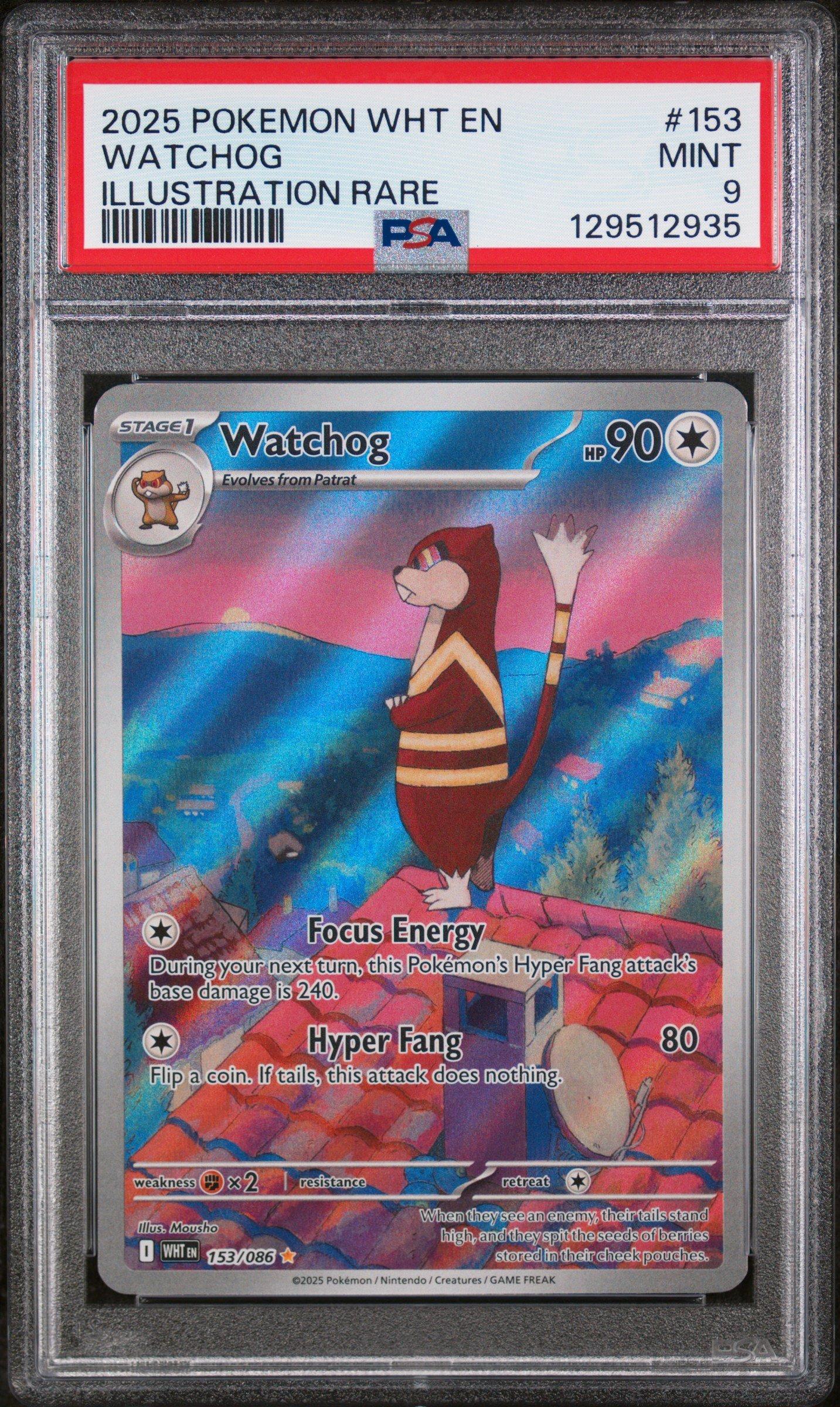 2025 Pokemon Wht En-white Flare 153 Watchog Illustration Rare PSA
