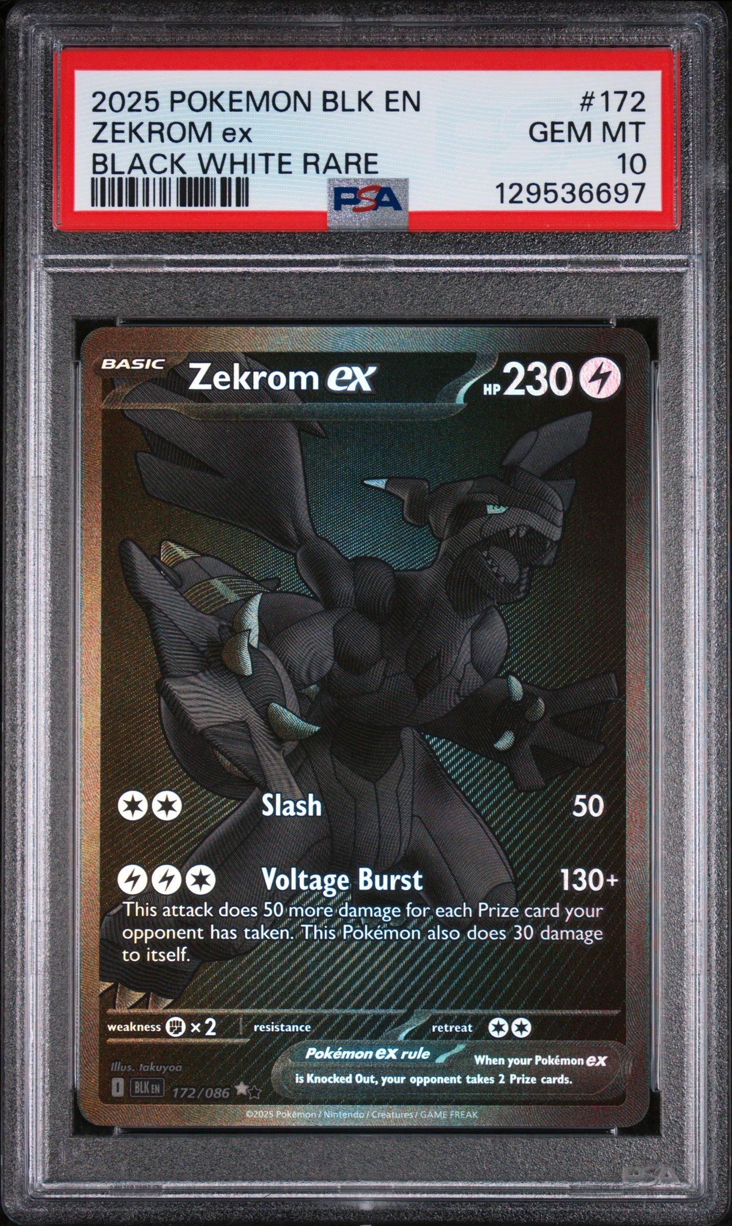 2025 Pokemon Blk En-black Bolt 172 Zekrom Ex Black White Rare PSA