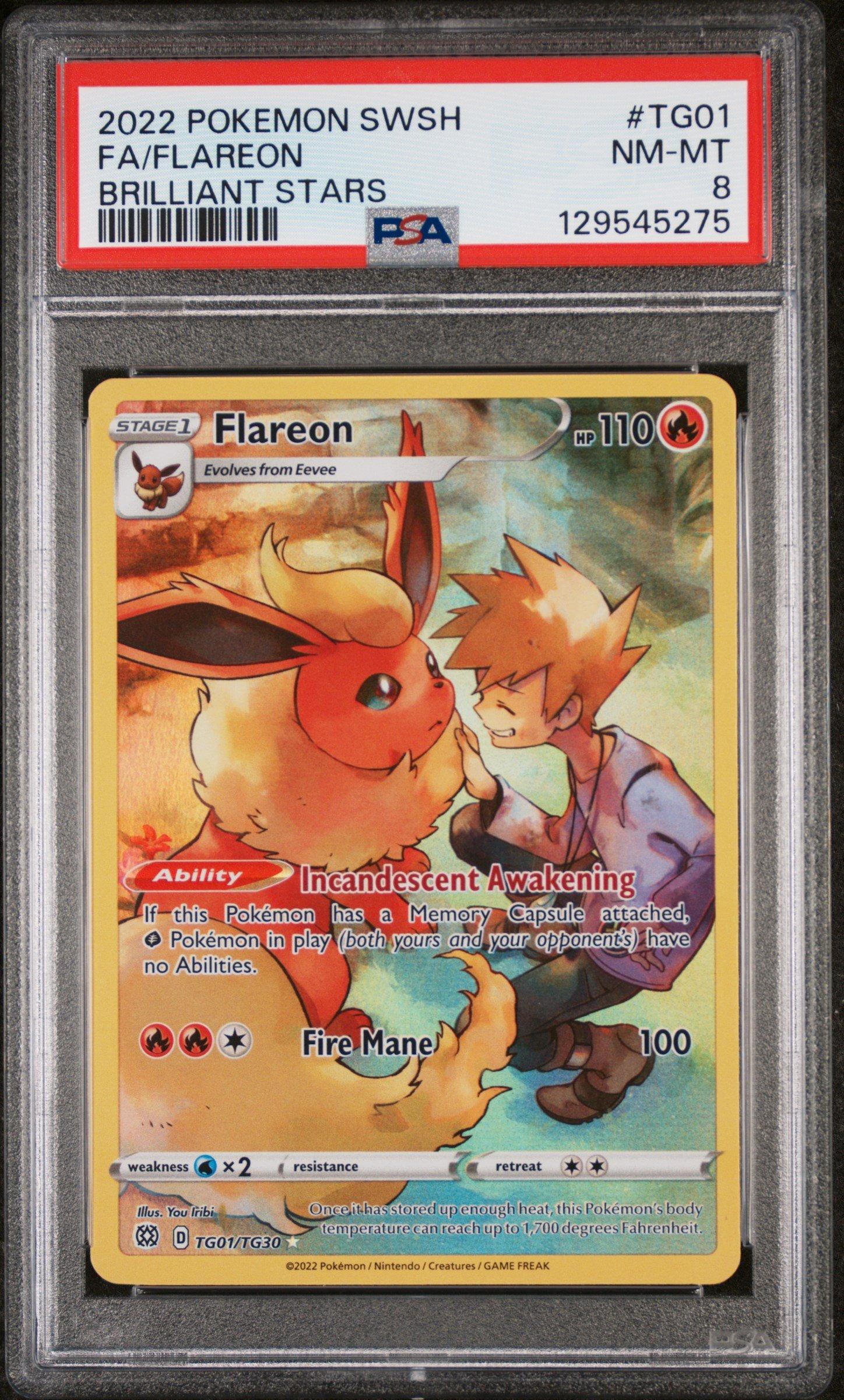 ポケモンカード Flareon ARS鑑定 Grade 8 2022 Pokemon Sword & Shield Brilliant Stars Tg01 Full Art/flareon