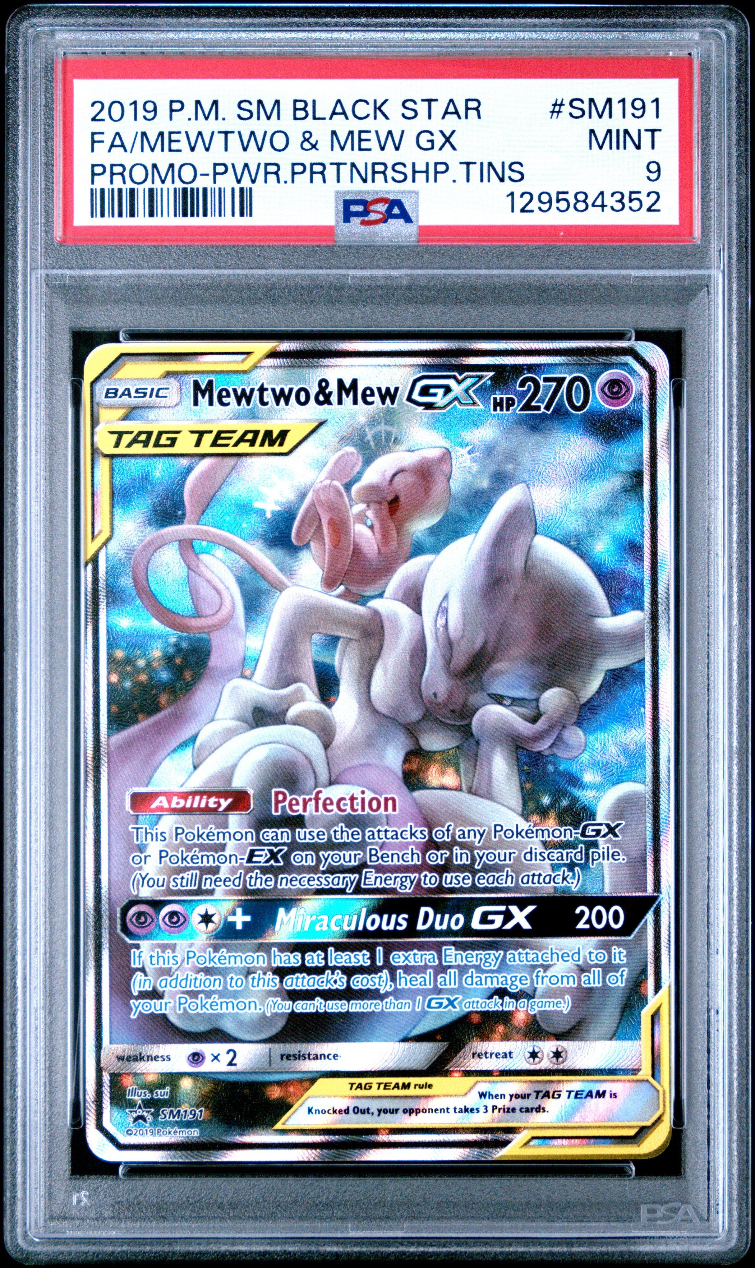 2019 Pokemon Sm Black Star Promo Sm191 Full Art/mewtwo & Mew Gx